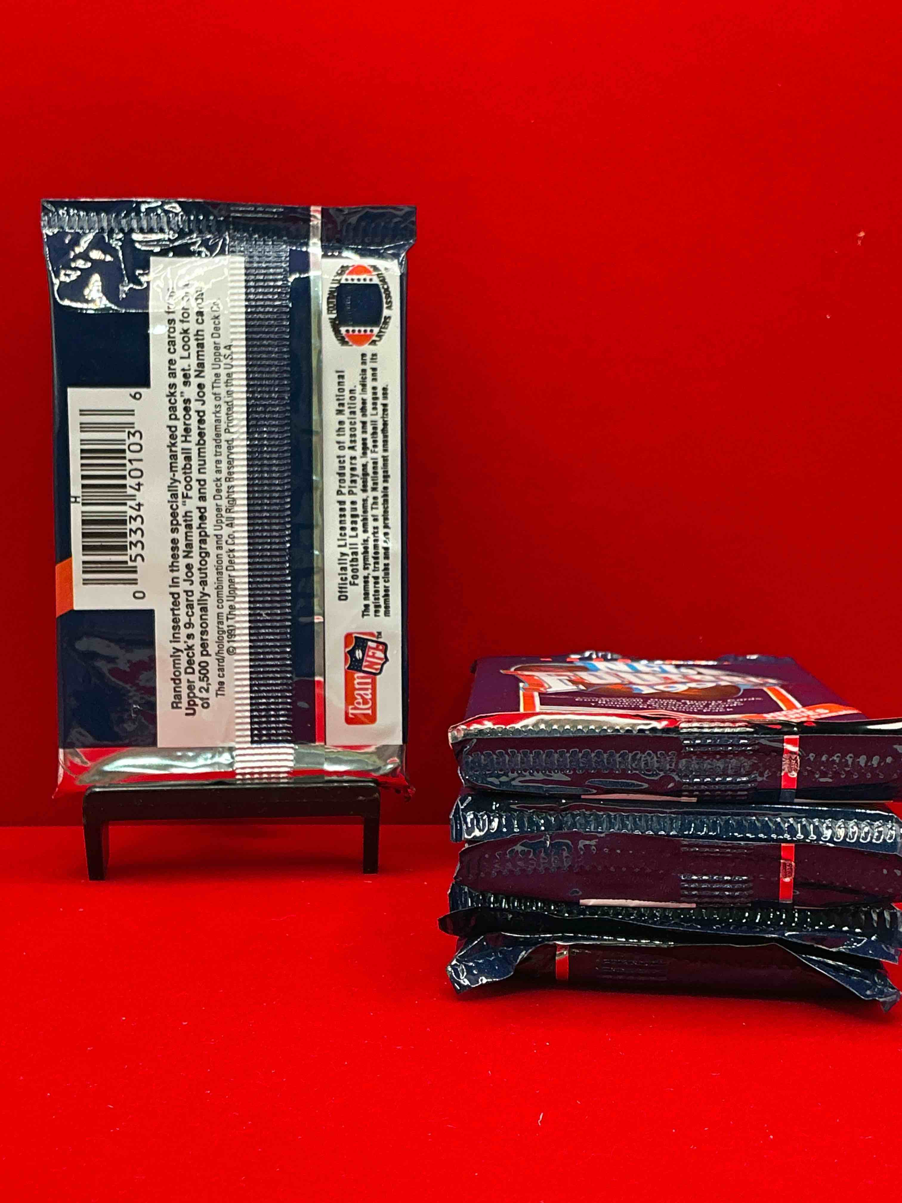 Condition photo showing New/Like New for rare & vintage! 1991 upper deck premier edition unopened nfl football packs! direct from original box! brett favre rookie year! search for brett favre rookie & other 80s stars!