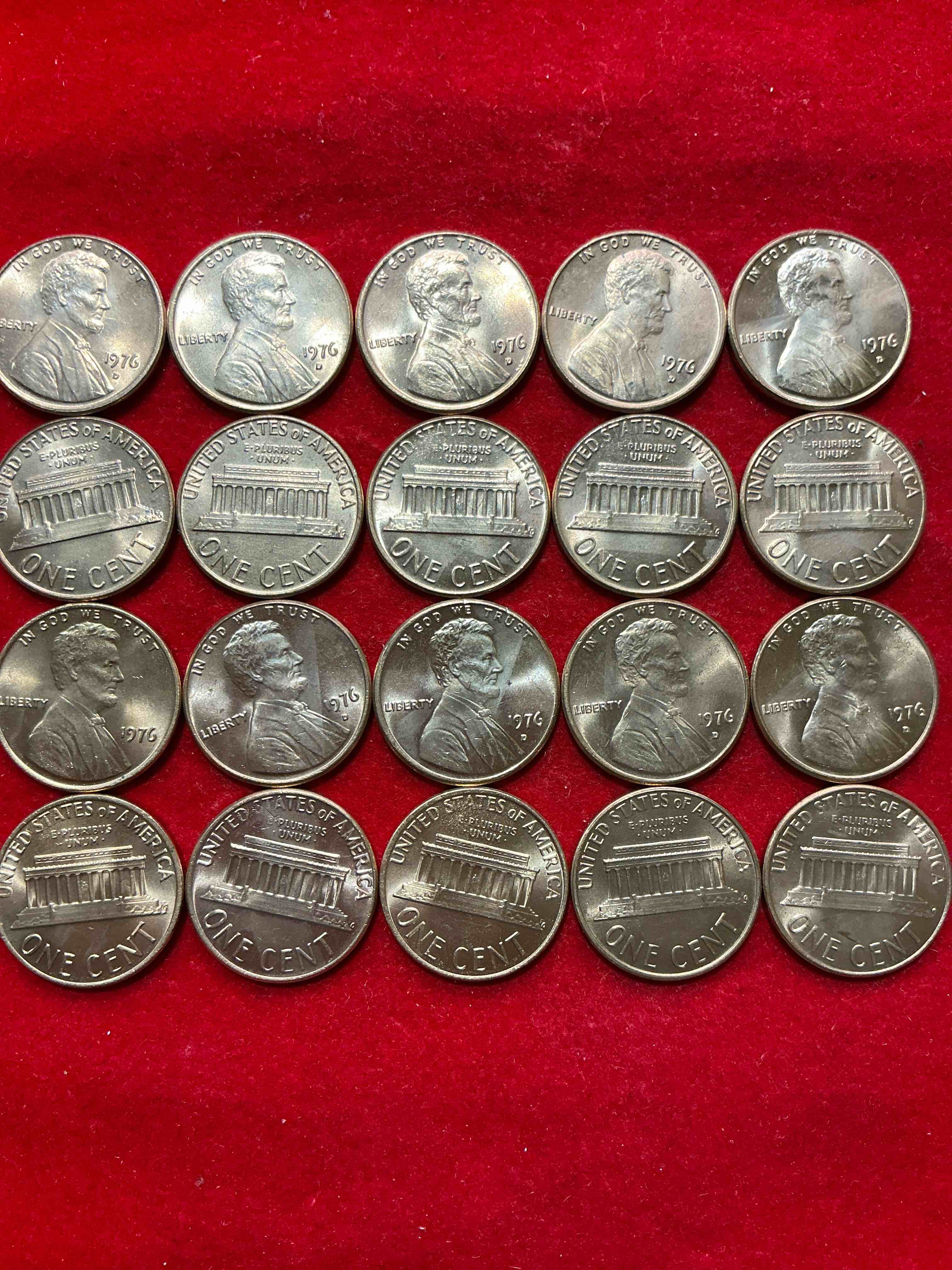 Condition photo showing New/Like New for 1976 brilliant uncirculated america 200 year anniversary pennies!  celebrate america’s bicentennial with the unc brilliant 1976 pennies, direct from the original bank rolls!  these pennies have not seen the light of day since 1976, wow!  serious collector items! 