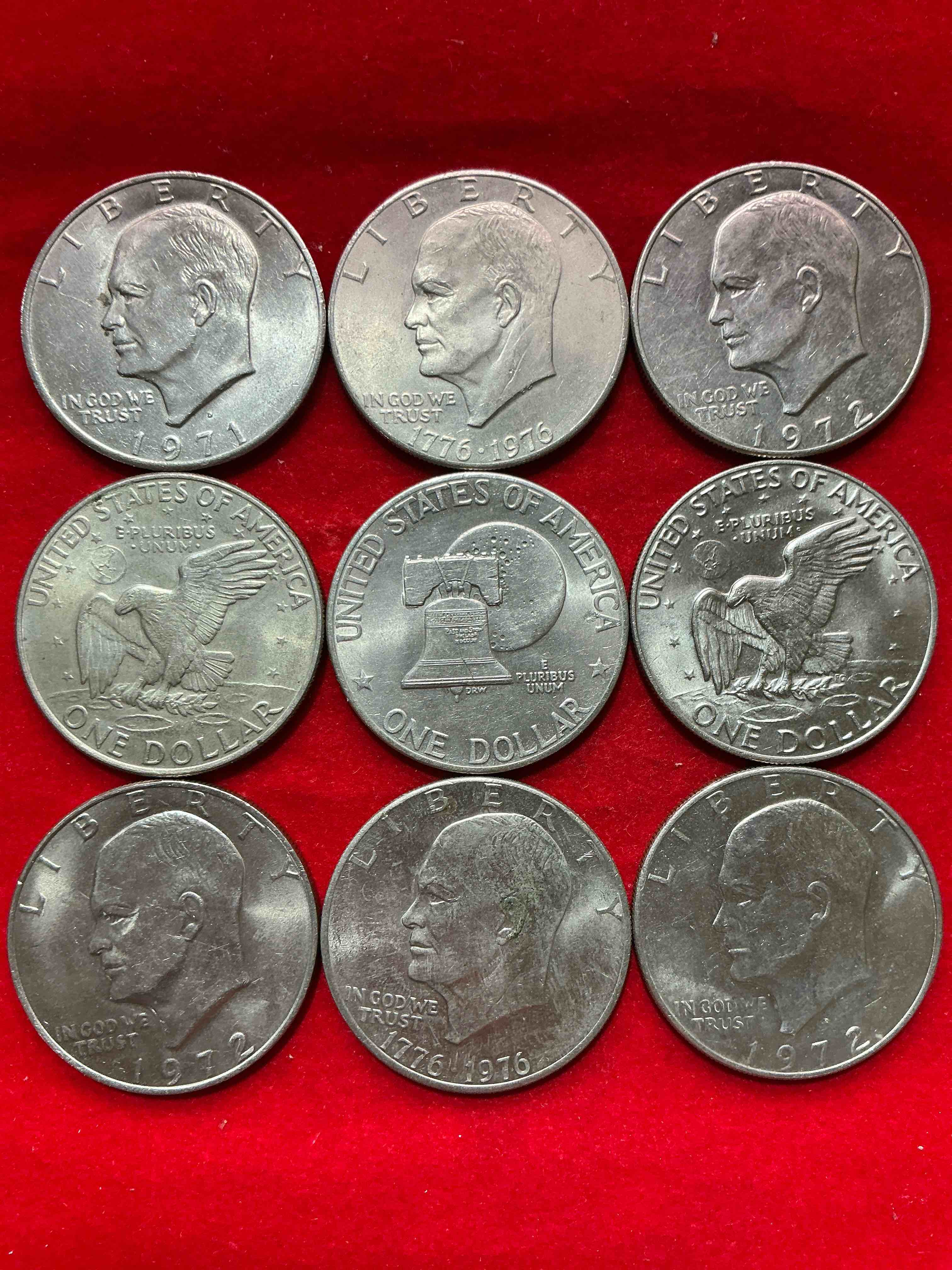 gorgeous eisenhower dollars! here are circulated “ike” dollars! up for auction are ike one dollar coins from different years! awesome ike dollars! even includes rare bicentennial 1976 edition