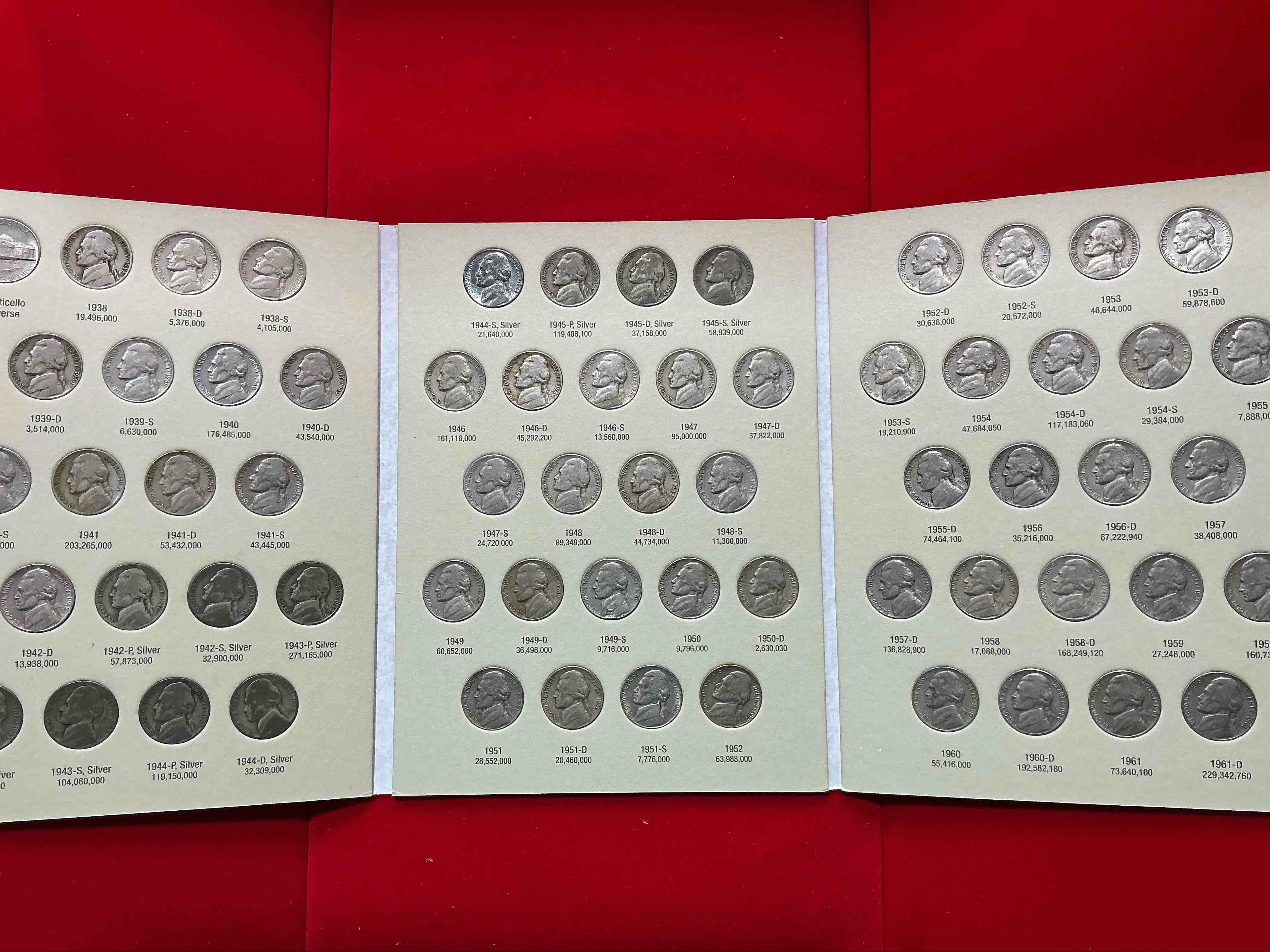 Condition photo showing New/Like New for jefferson nickel collection wow! bid is per nickel, 66 total nickels! jefferson nickels were minted from 1938 to 1961, up for bid is one each of every nickel ever produced! collection includes eleven world war 2 era partial silver nickels & ultra rare 1950d nickel! includes holding case for all 66 nickels! bid is per each nickel. this collection nearly impossible to collect!