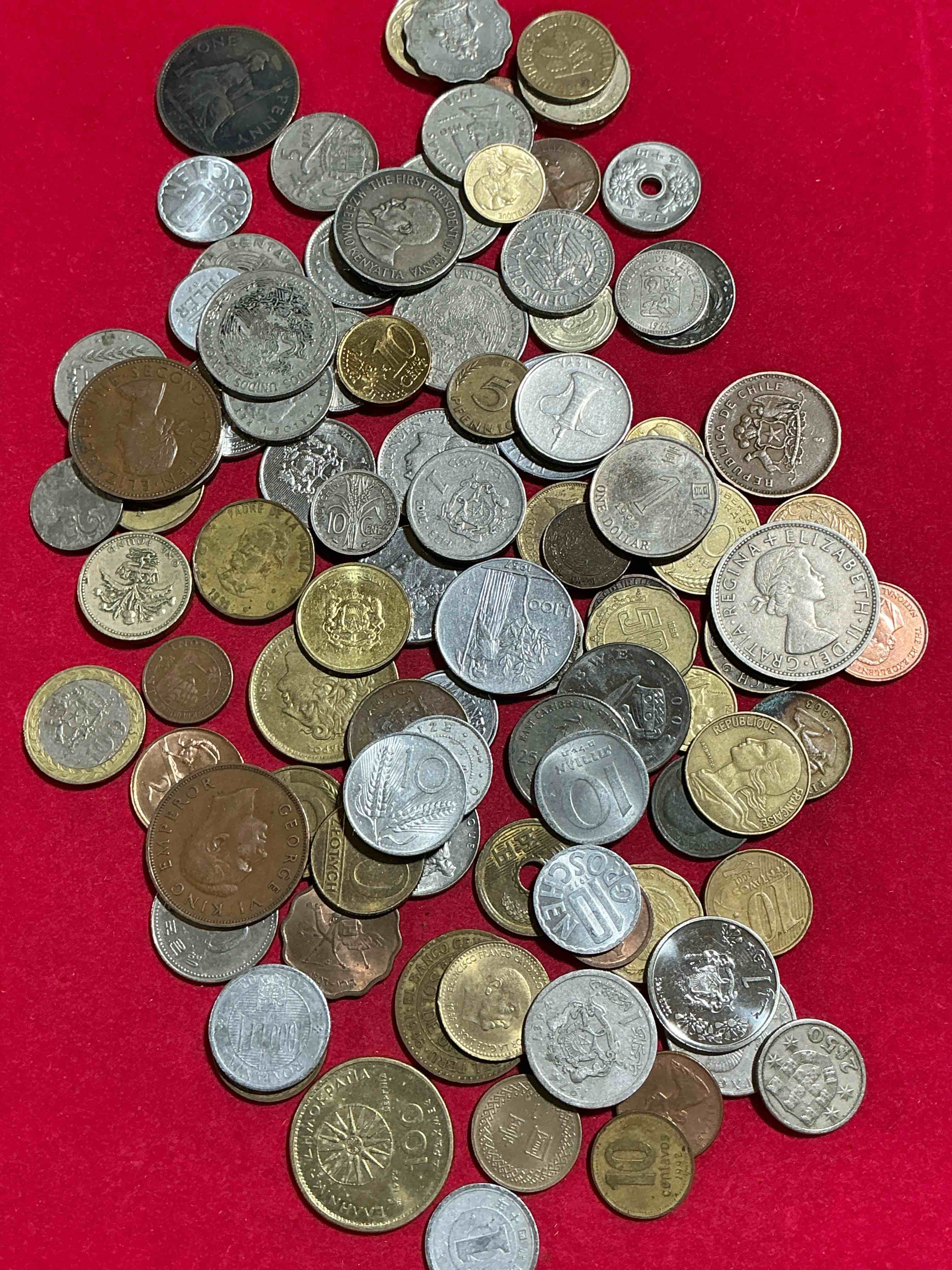 Condition photo showing Good Condition for world coins, antique & vintage! each lot is unique! many different years, countries, sizes & exotic places. this cool collection of antique coins from around the world is loads of fun! have fun identifying each coin & country as a great educational tool! a great investment too!