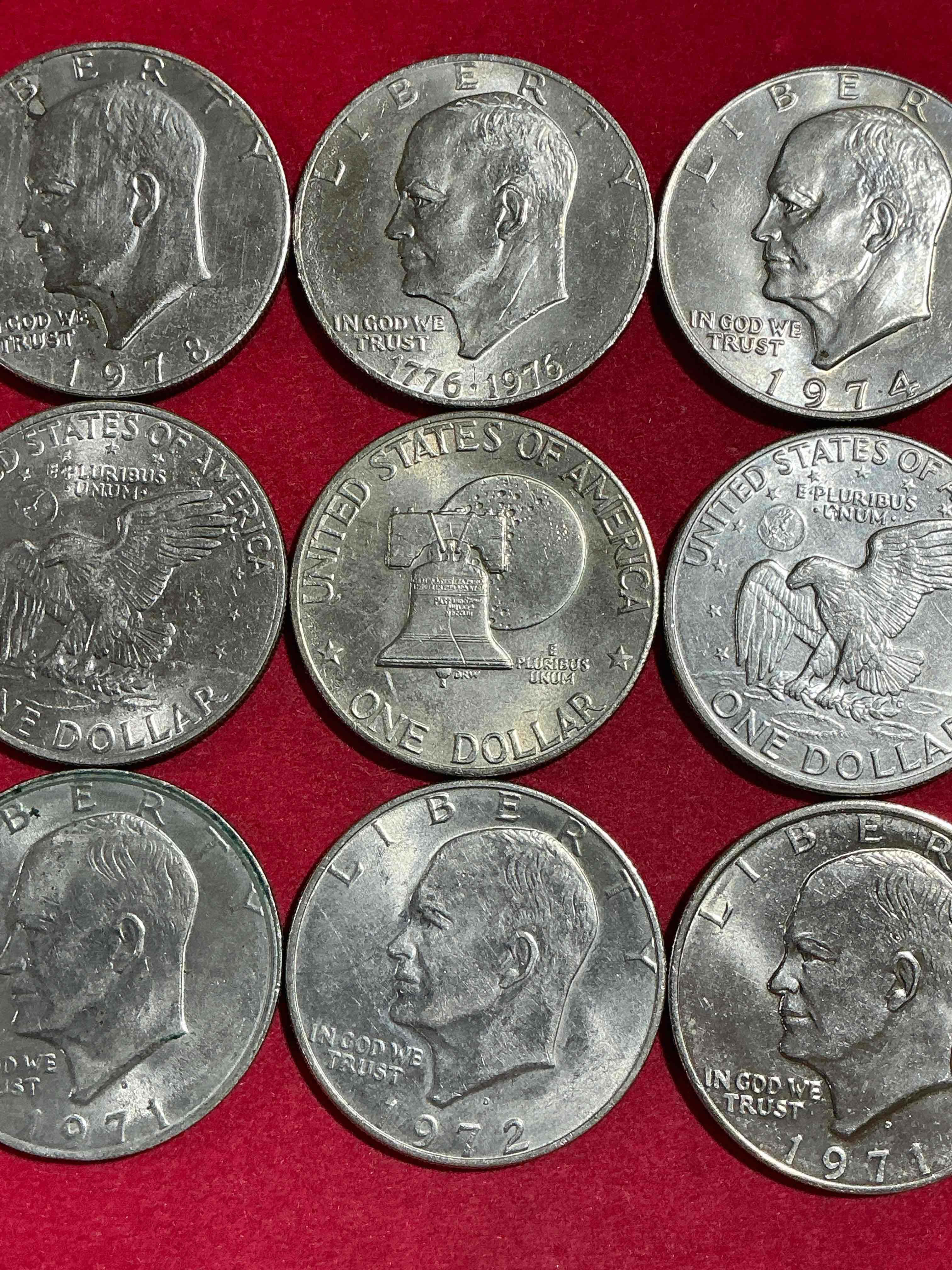 gorgeous eisenhower dollars! here are circulated “ike” dollars! up for auction are ike one dollar coins from different years! awesome ike dollars! even includes rare bicentennial 1976 edition