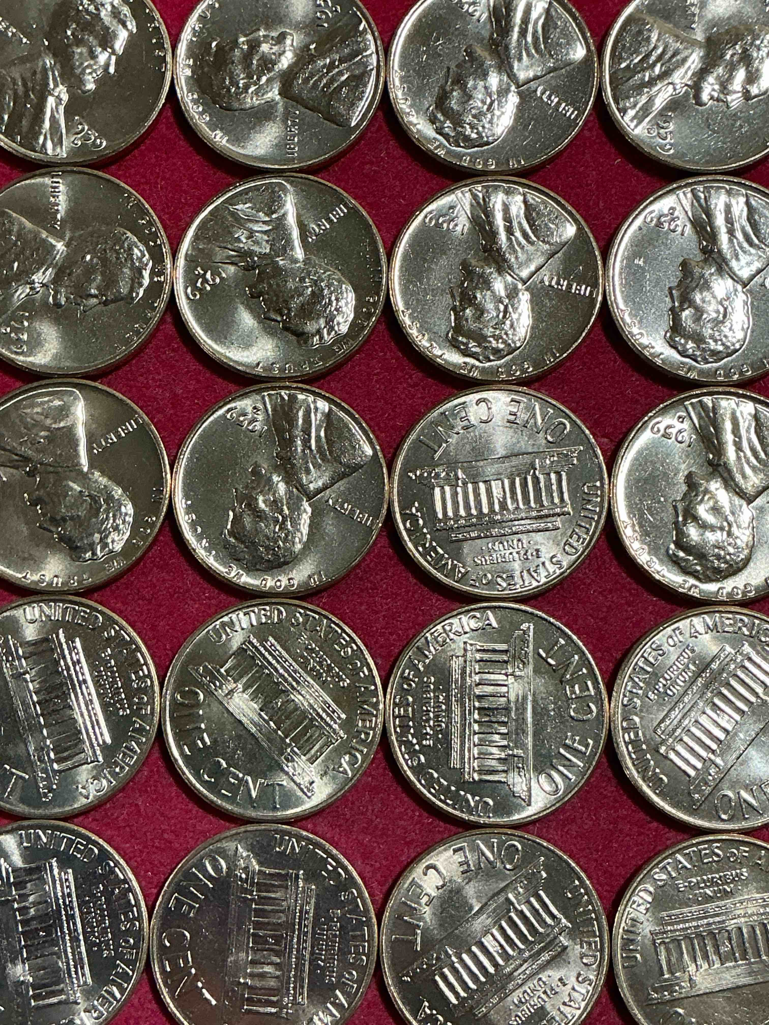 1959 brilliant uncirculated pennies!  1959 was the last year of an epic chapter of american history!  own pieces of the 1950’s with these brilliant uncirculated pennies!  many from the original treasury bank rolls not having seen daylight since 1959, wow! 