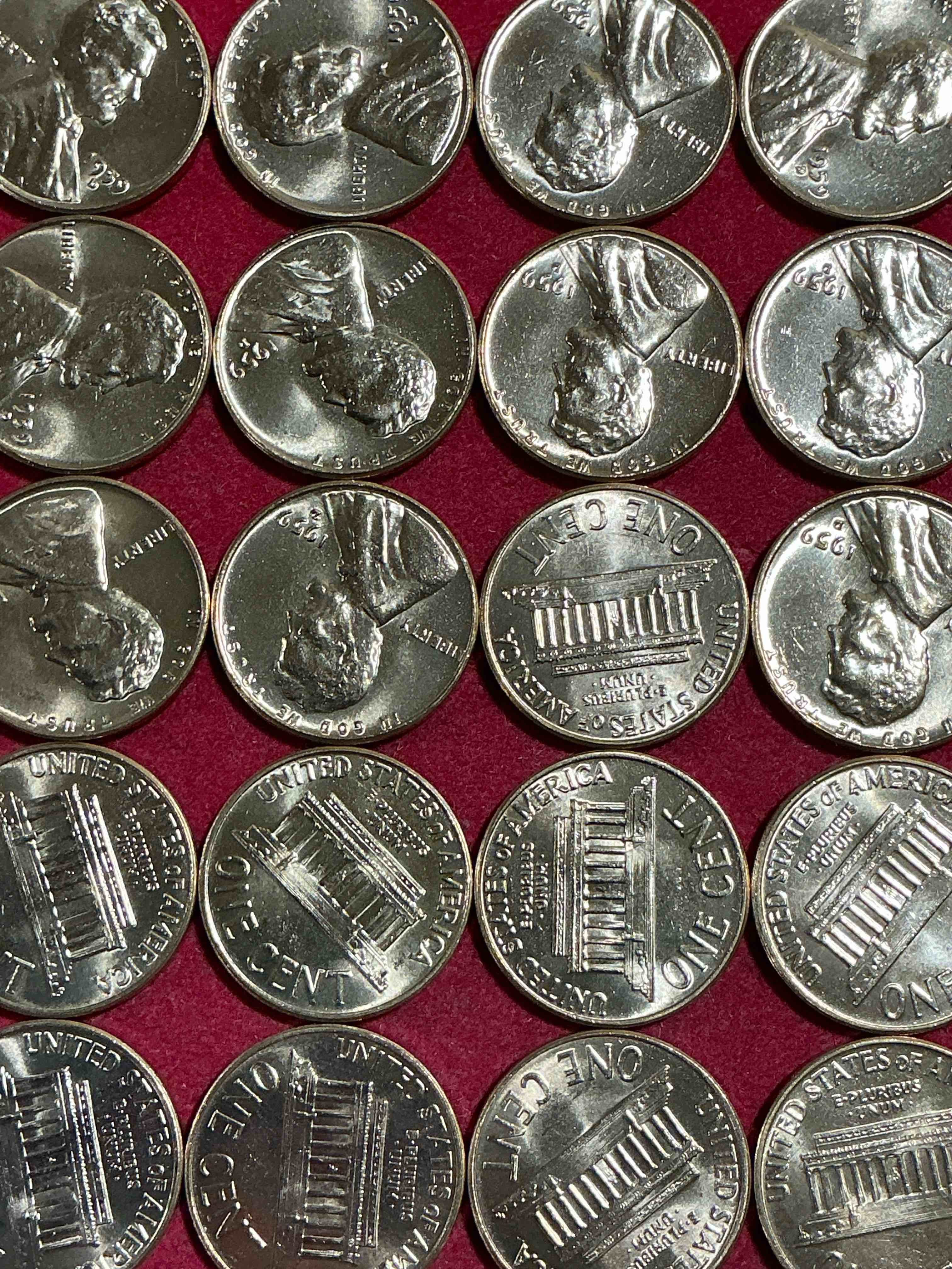 Condition photo showing New/Like New for 1959 brilliant uncirculated pennies!  1959 was the last year of an epic chapter of american history!  own pieces of the 1950’s with these brilliant uncirculated pennies!  many from the original treasury bank rolls not having seen daylight since 1959, wow! 