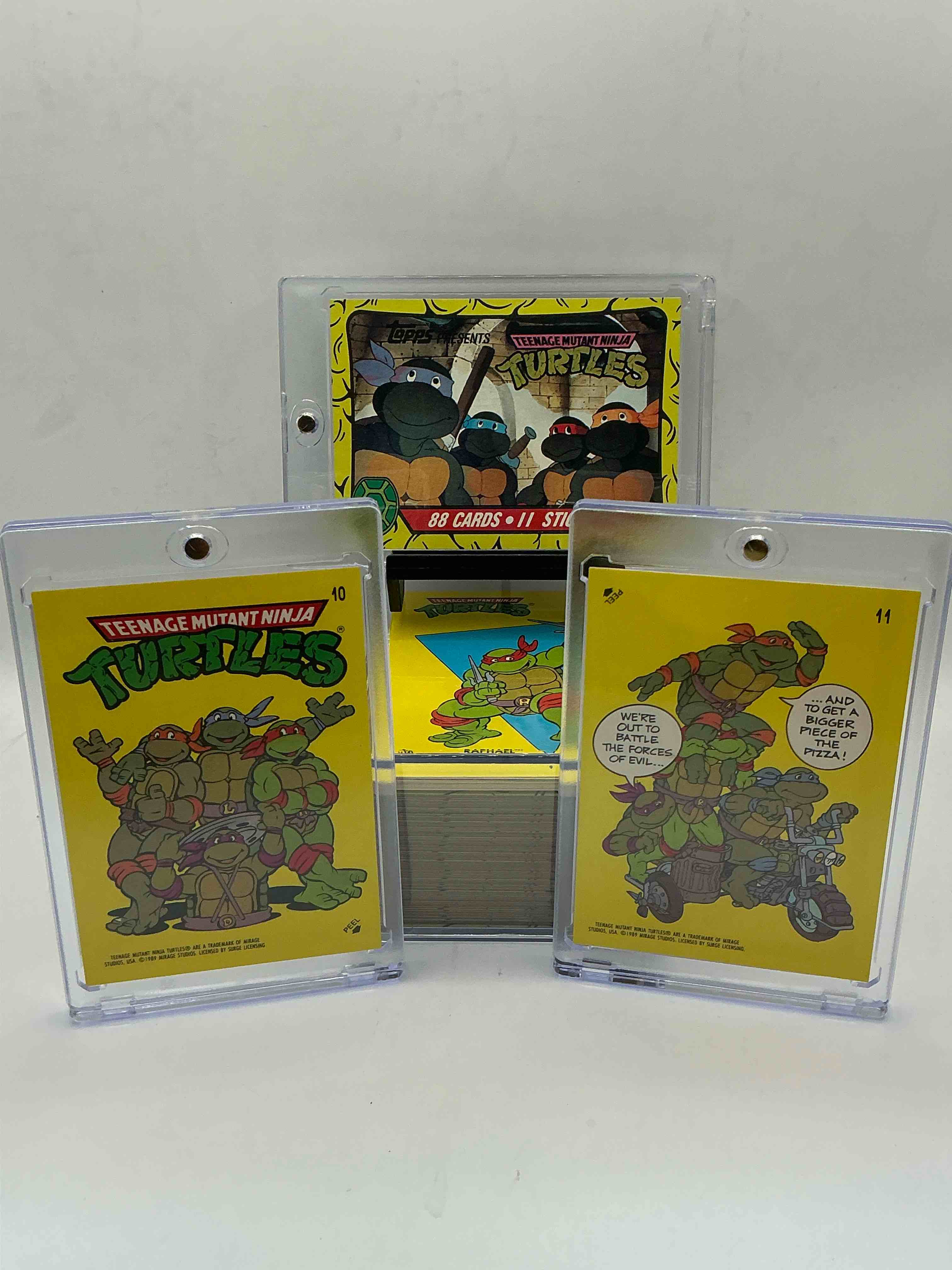 1989 ninja turtle wow!  totally complete original, authentic teenage mutant ninja turtles complete trading card & stickers!  all 88 cards & 11 stickers included, for a total qty of 99! excellent condition!  your chance to own a genuine tmnt original serious collectible! 