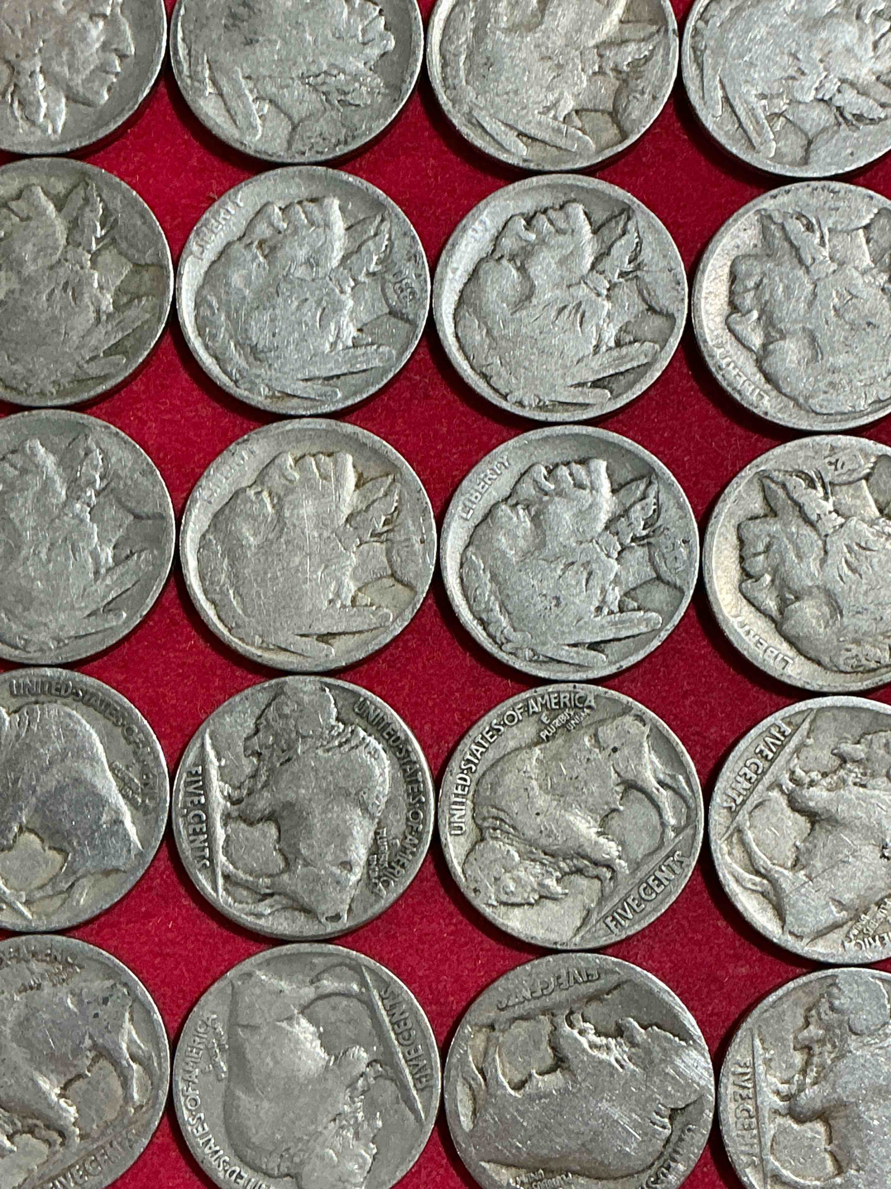 Condition photo showing Good Condition for historic buffalo nickels! indian head buffalo nickels were minted from 1913 to 1938 & have become a favorite for coin collectors around the world! own pieces of american history with these cool indian head buffalo nickels in circulated condition, most with visible dates is very rare for buffalo nickels!