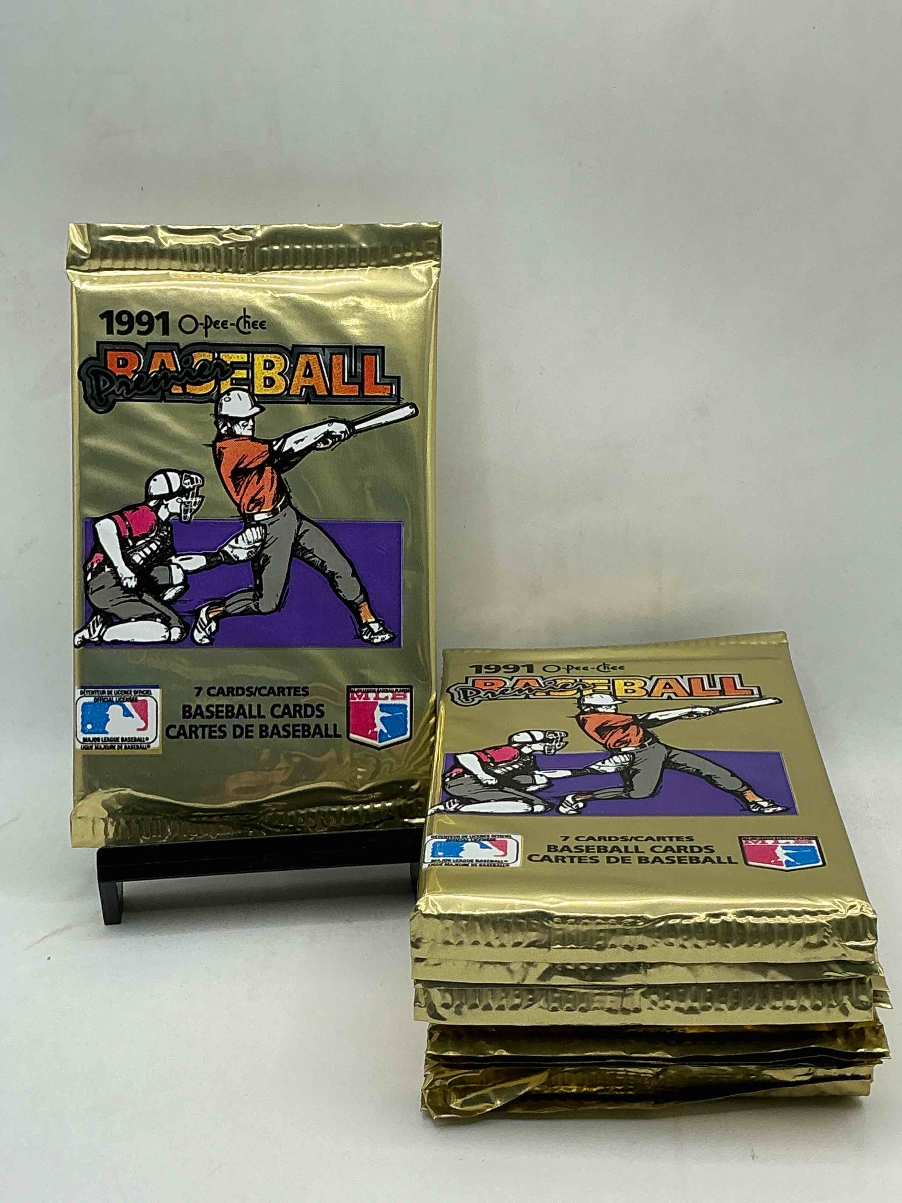 1991 premier baseball o-pee-chee unopened packs, direct from box! rare canadian sports cards with the chance for some great cards inside! baseball extravaganza!