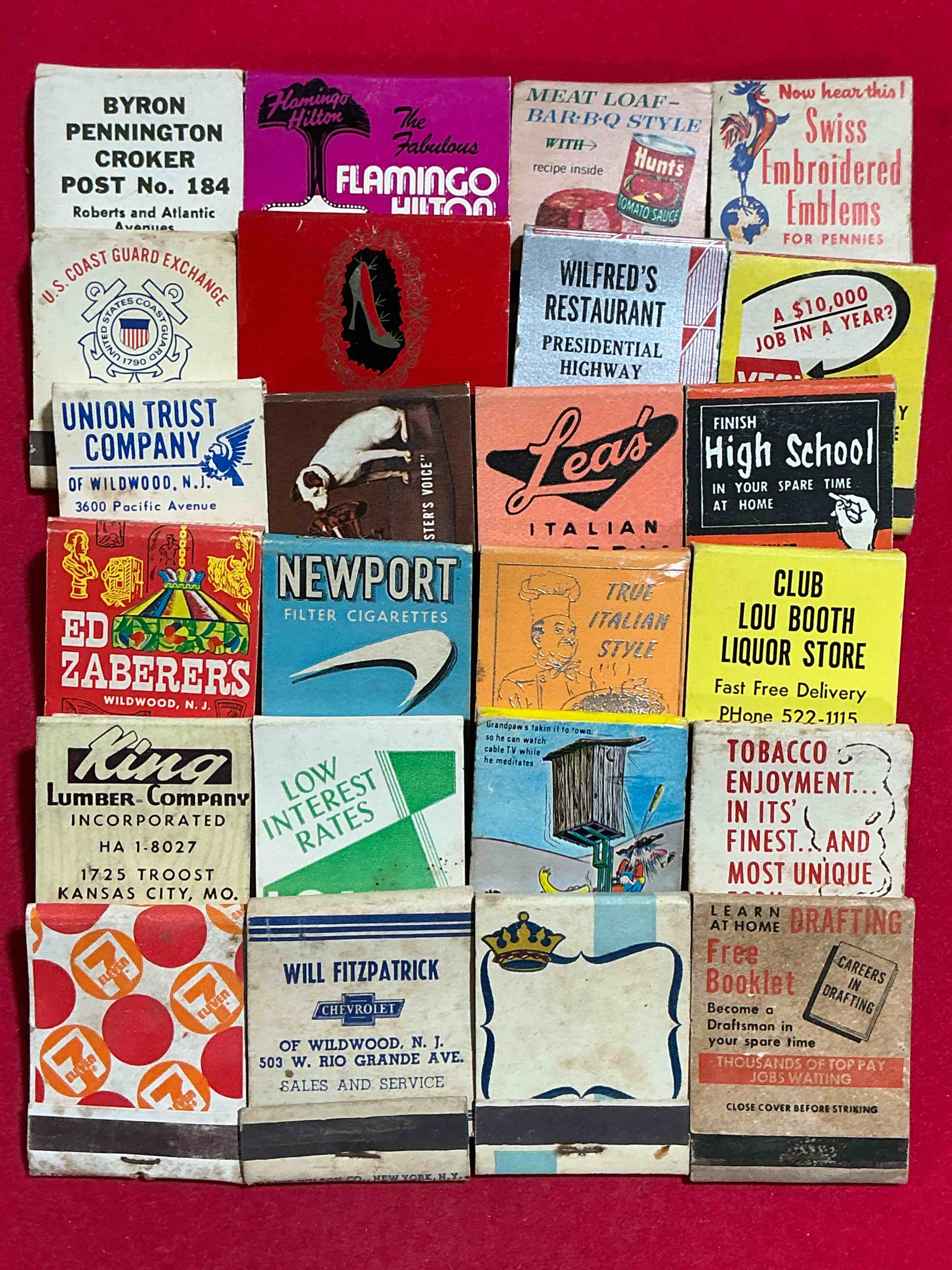 vintage matchbooks!  a crazy hard to collect collection of matchbooks from all over, many from places that no longer exist!  collection spans decades & decades!  most books are complete with all matches!  one of a kind collection!  all original & impossible to find anywhere else!