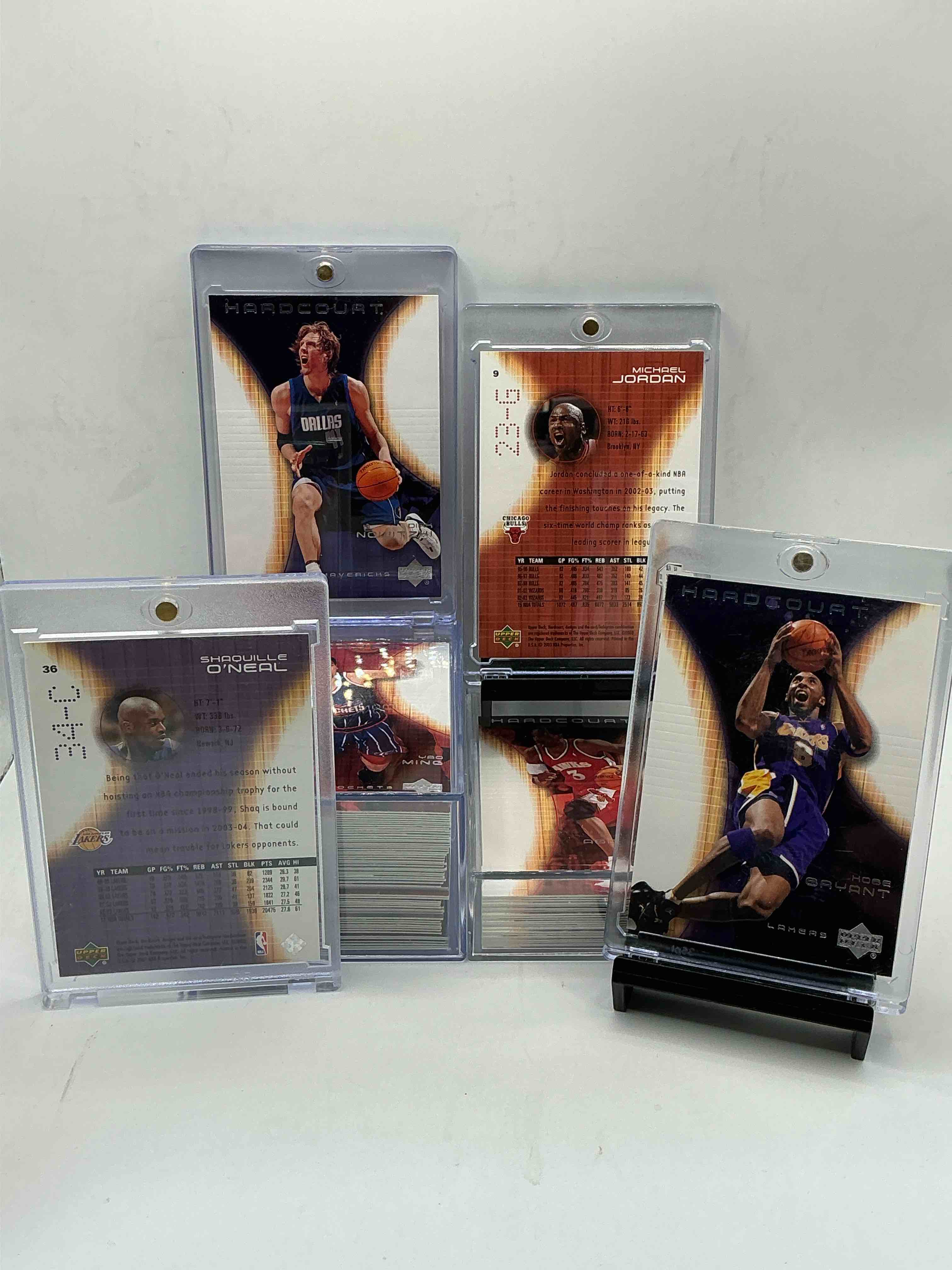 Condition photo showing New/Like New for kobe, dirk & more! basketball insanity! 90 card complete, wow! 2003 upper deck hardcourt collection! includes some absolute legends! shaq, bryant, nowitzki, duncan & more! some of the legends of the game! 90 cards, all legends & heroes! kobe, shaq, dirk & more… all in one place! basketball insanity! get it before it’s gone!