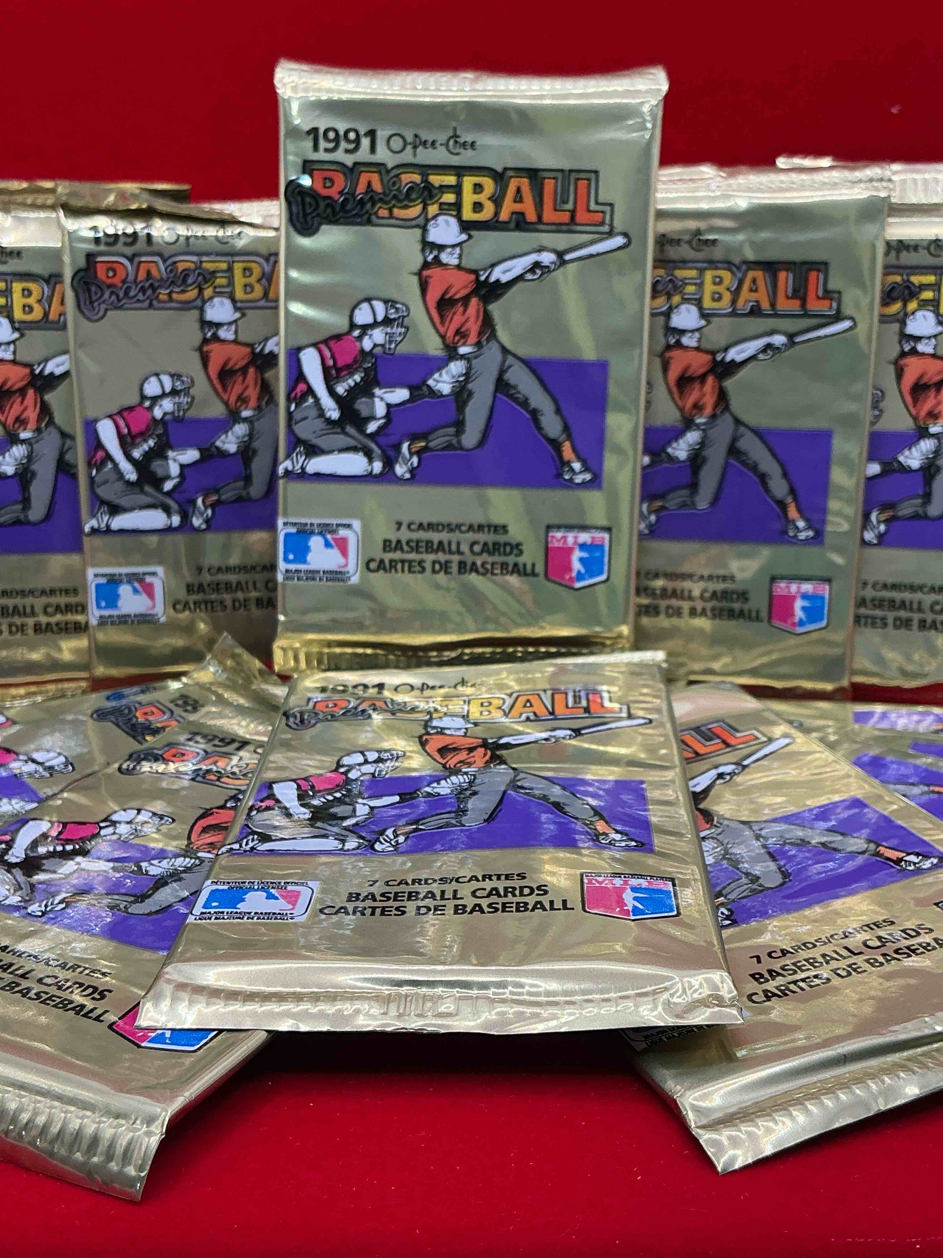 1991 premier baseball o-pee-chee unopened packs, direct from box! rare canadian sports cards with the chance for some great cards inside! baseball extravaganza!
