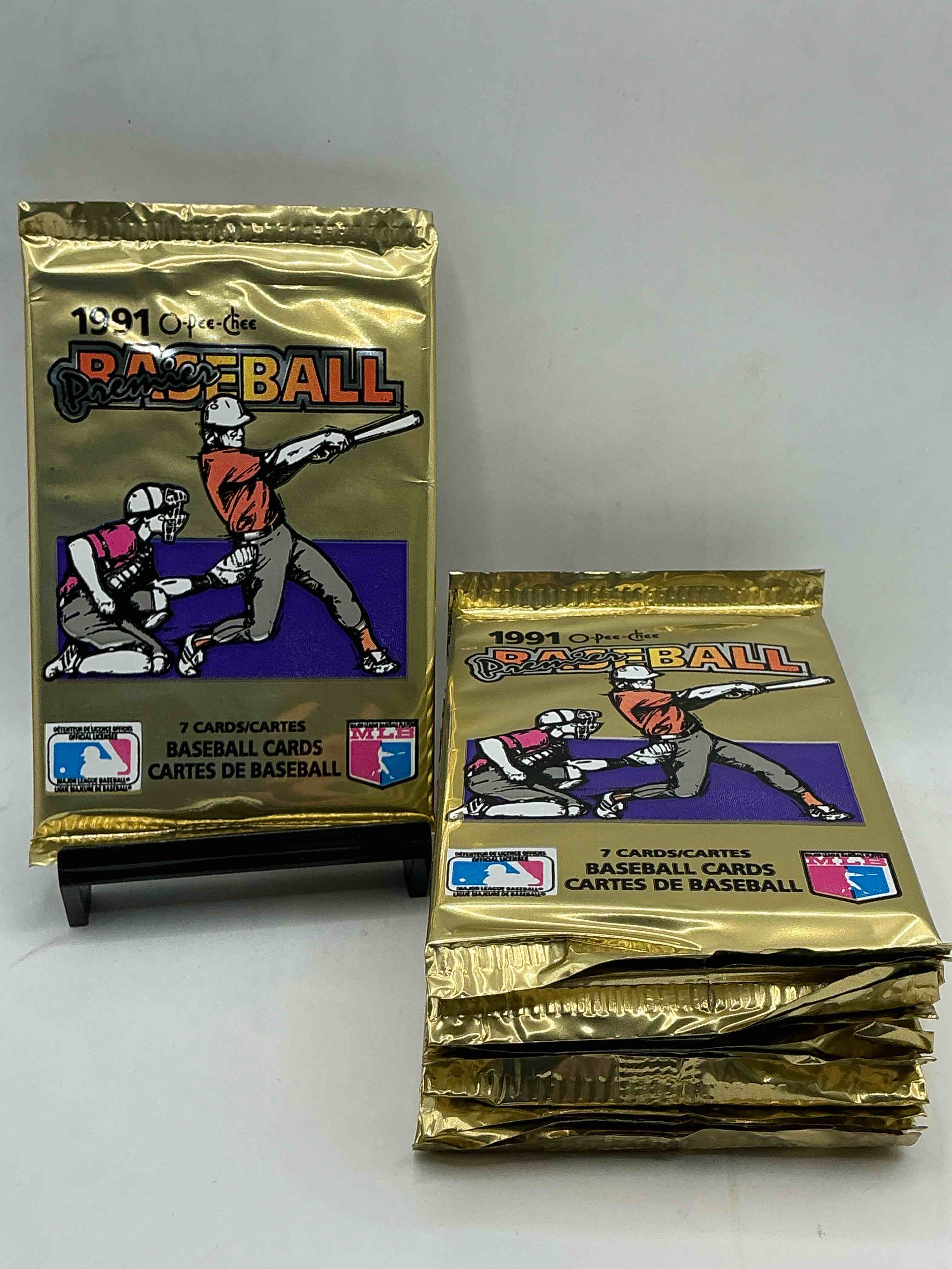 Condition photo showing New/Like New for 1991 premier baseball o-pee-chee unopened packs, direct from box! rare canadian sports cards with the chance for some great cards inside! baseball extravaganza!