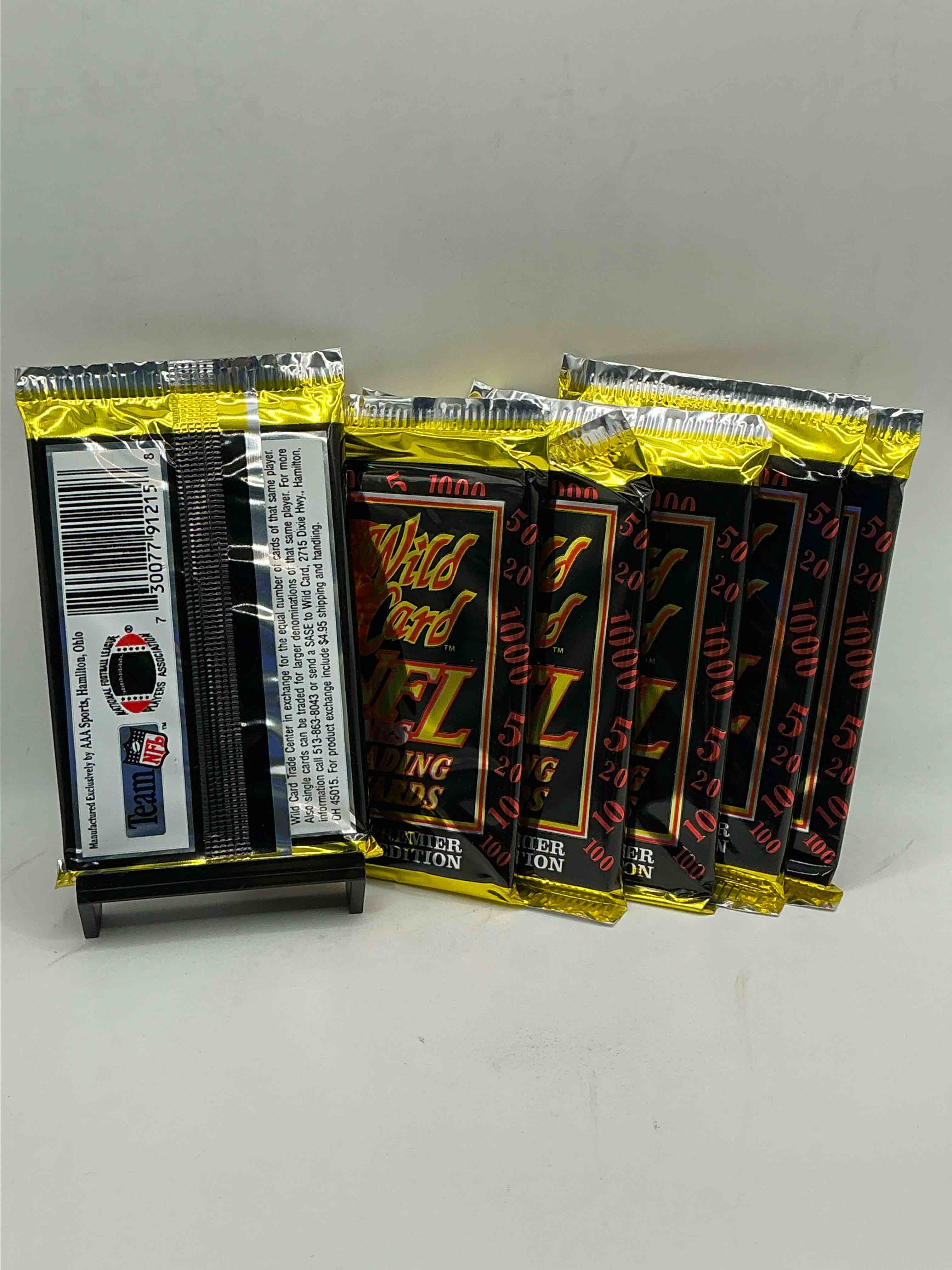 Condition photo showing New/Like New for wildcard nfl football unopened packs! 1991 wildcard football series one 15 cards in each pack! wow! perfect for any football fan!