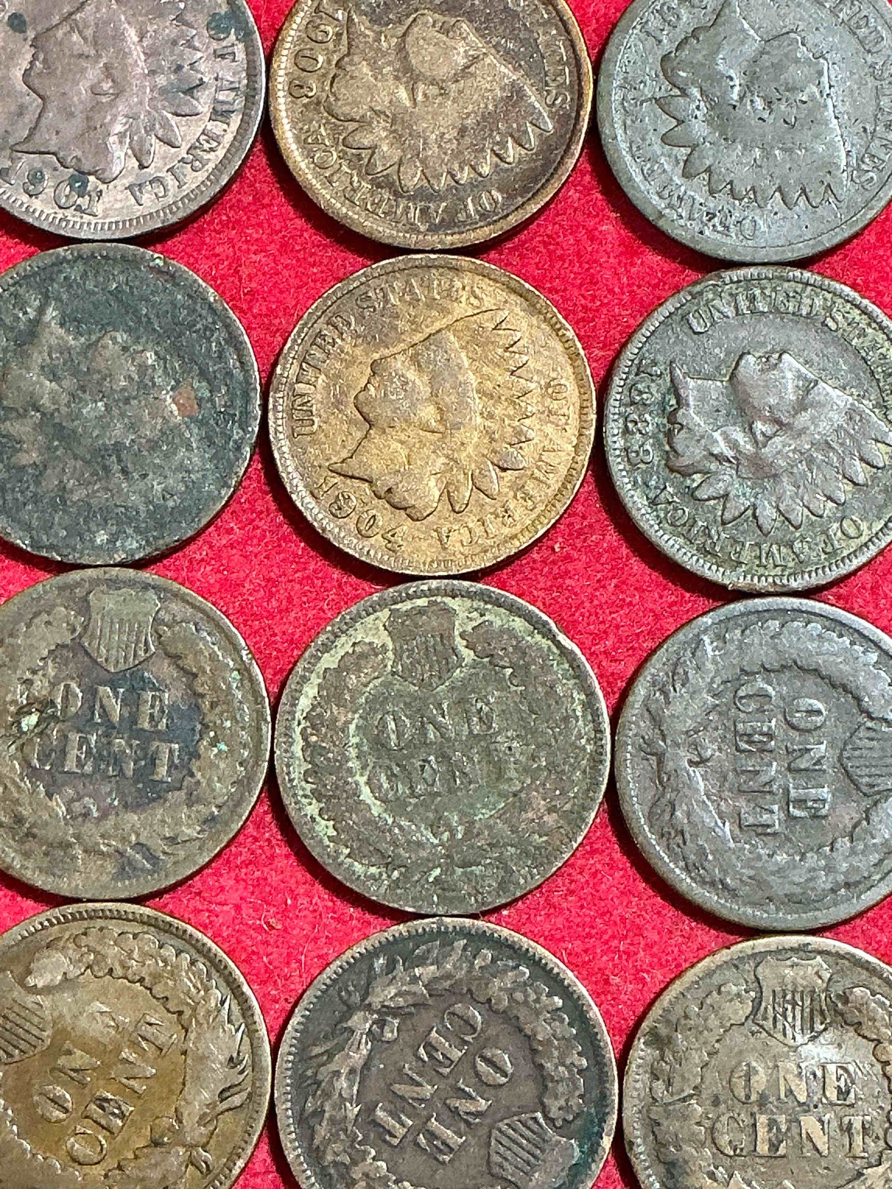 Condition photo showing Good Condition for indian head pennies! these gorgeous u.s. pennies were minted from 1859-1909 & have become serious collector items! the "indian head" design is actually a representation of lady liberty wearing an indian headdress. here are beautiful, well-kept examples representing many different mint years! great for collecting, investing & learning history, & rare with visible dates!
