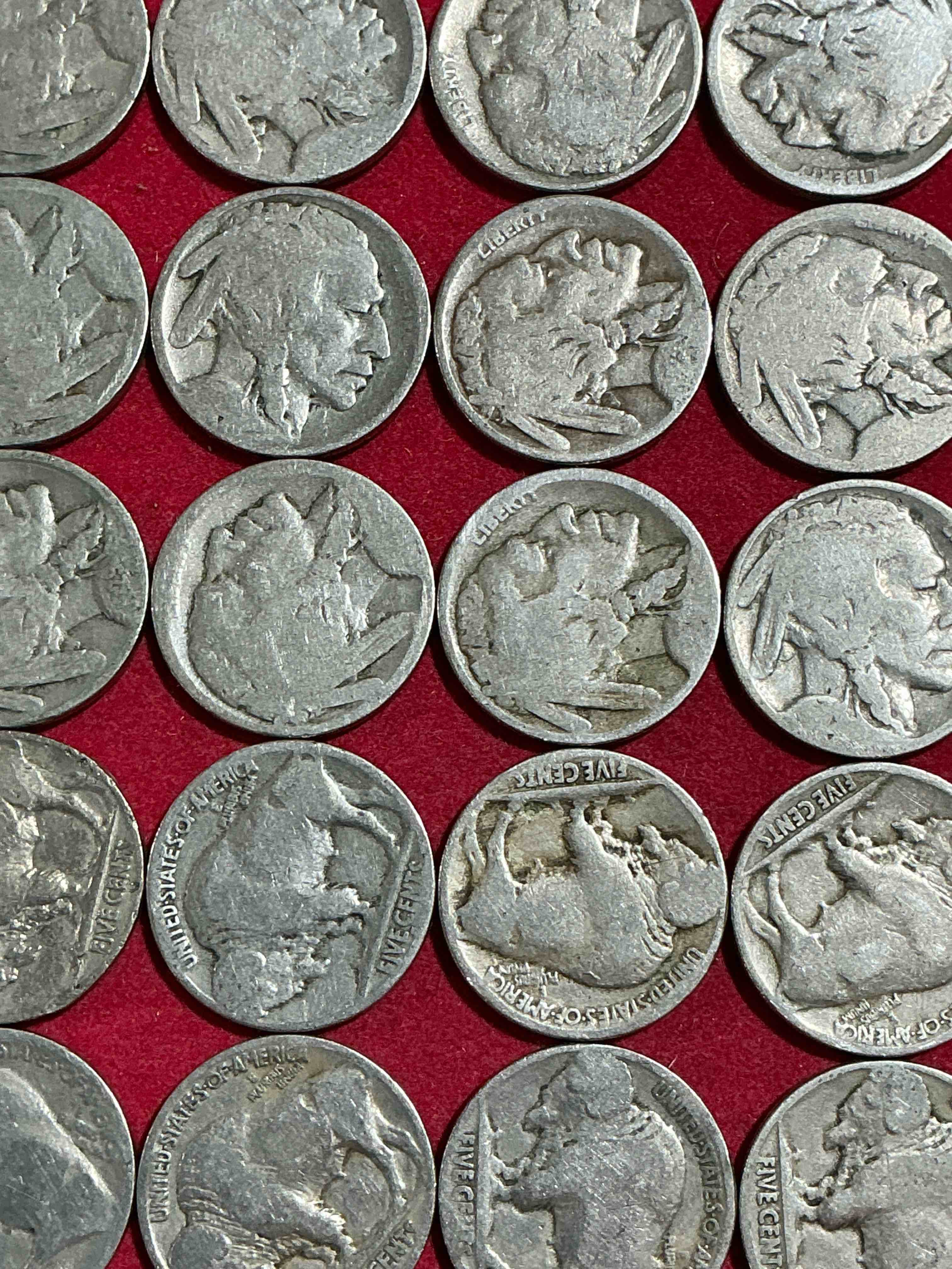 Condition photo showing Good Condition for historic buffalo nickels! indian head buffalo nickels were minted from 1913 to 1938 & have become a favorite for coin collectors around the world! own pieces of american history with these cool indian head buffalo nickels in circulated condition, most with visible dates is very rare for buffalo nickels!