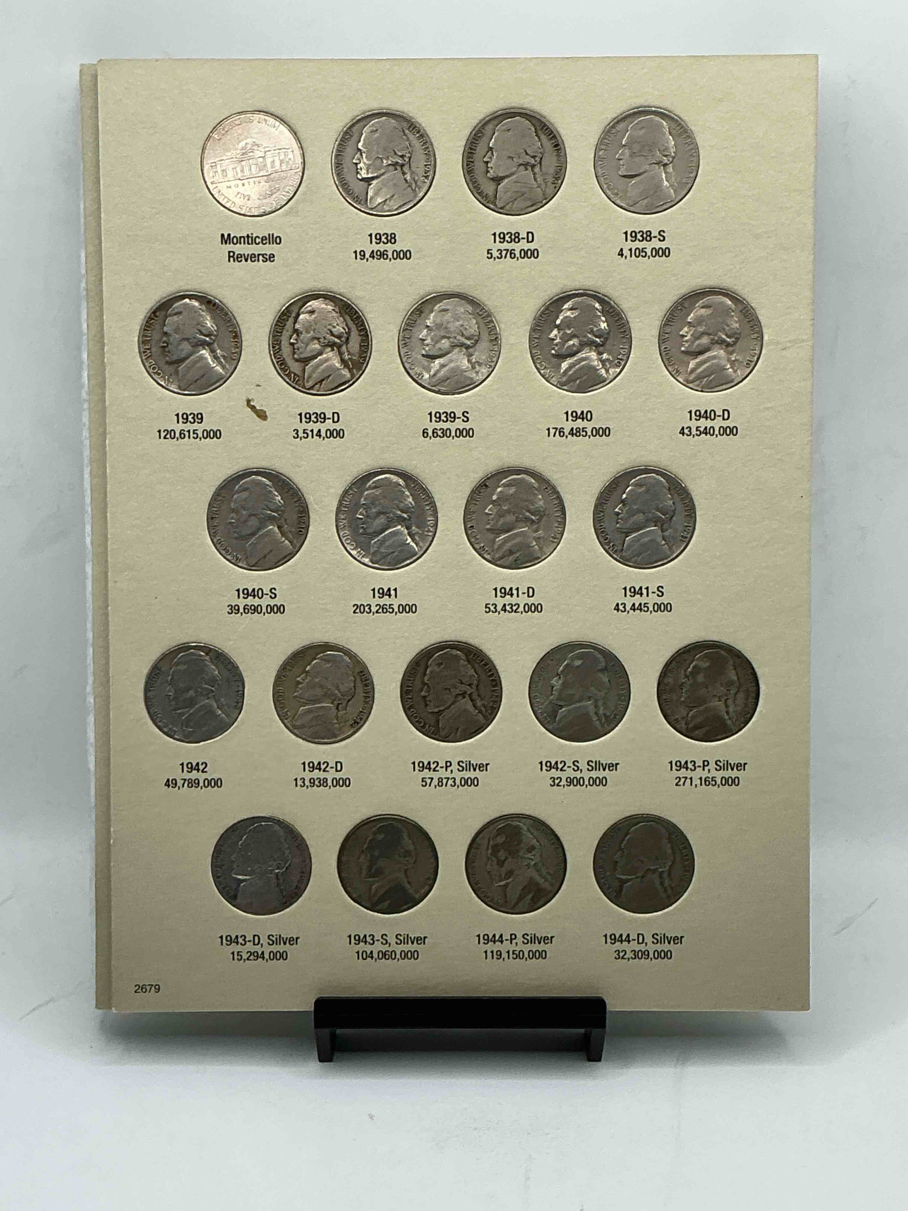 Condition photo showing Good Condition for jefferson nickel collection wow!  bid is per nickel, 66 total nickels!  jefferson nickels were minted from 1938 to 1961, up for bid is one each of every nickel ever produced!  collection includes eleven world war 2 era partial silver nickels & ultra rare 1950d  nickel!   includes holding case for all 66 nickels!  bid is per each nickel.  this collection nearly impossible to collect!  