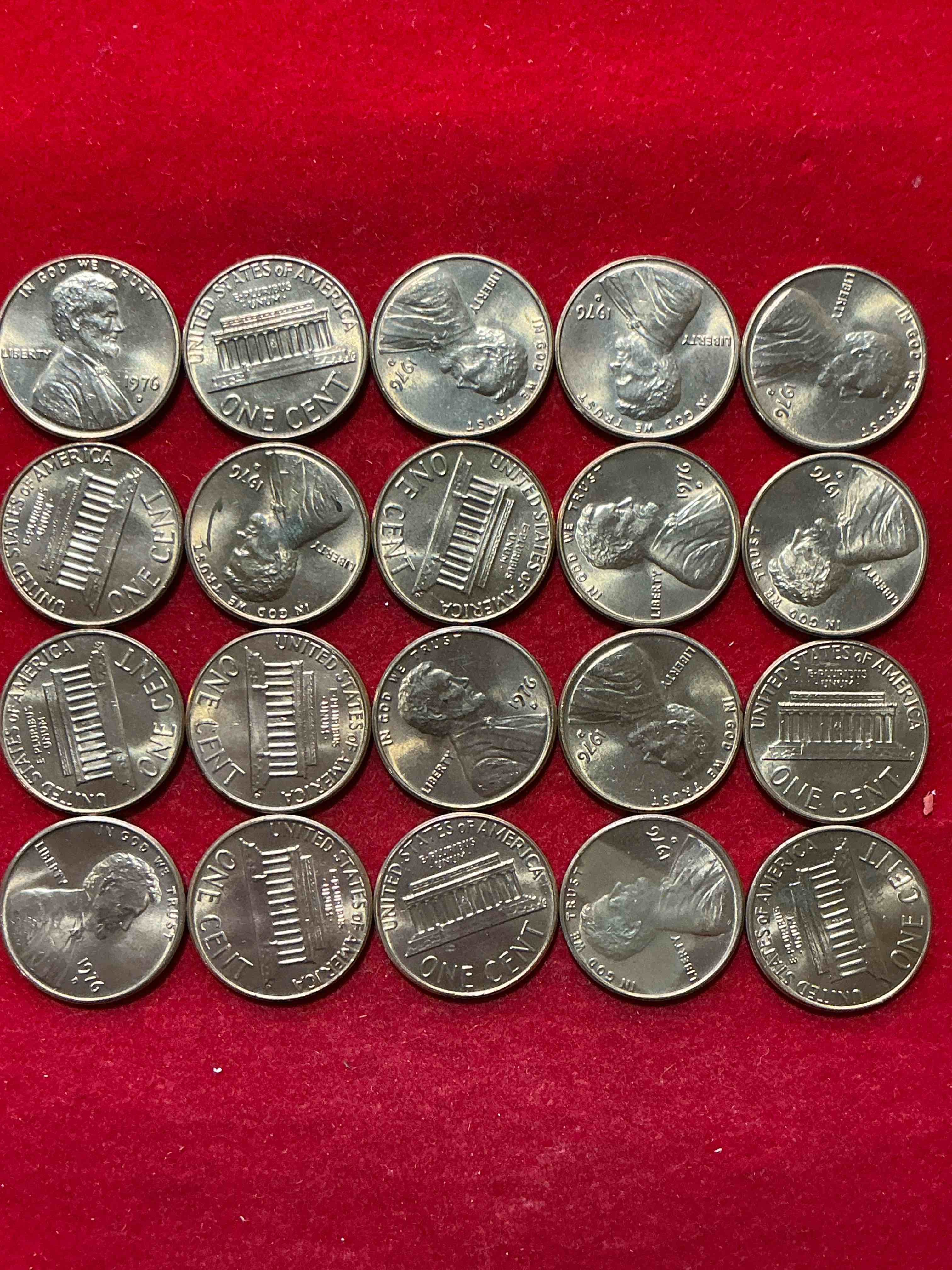 1976 brilliant uncirculated america 200 year anniversary pennies! celebrate america’s bicentennial with the unc brilliant 1976 pennies, direct from the original bank rolls! these pennies have not seen the light of day since 1976, wow! serious collector items!