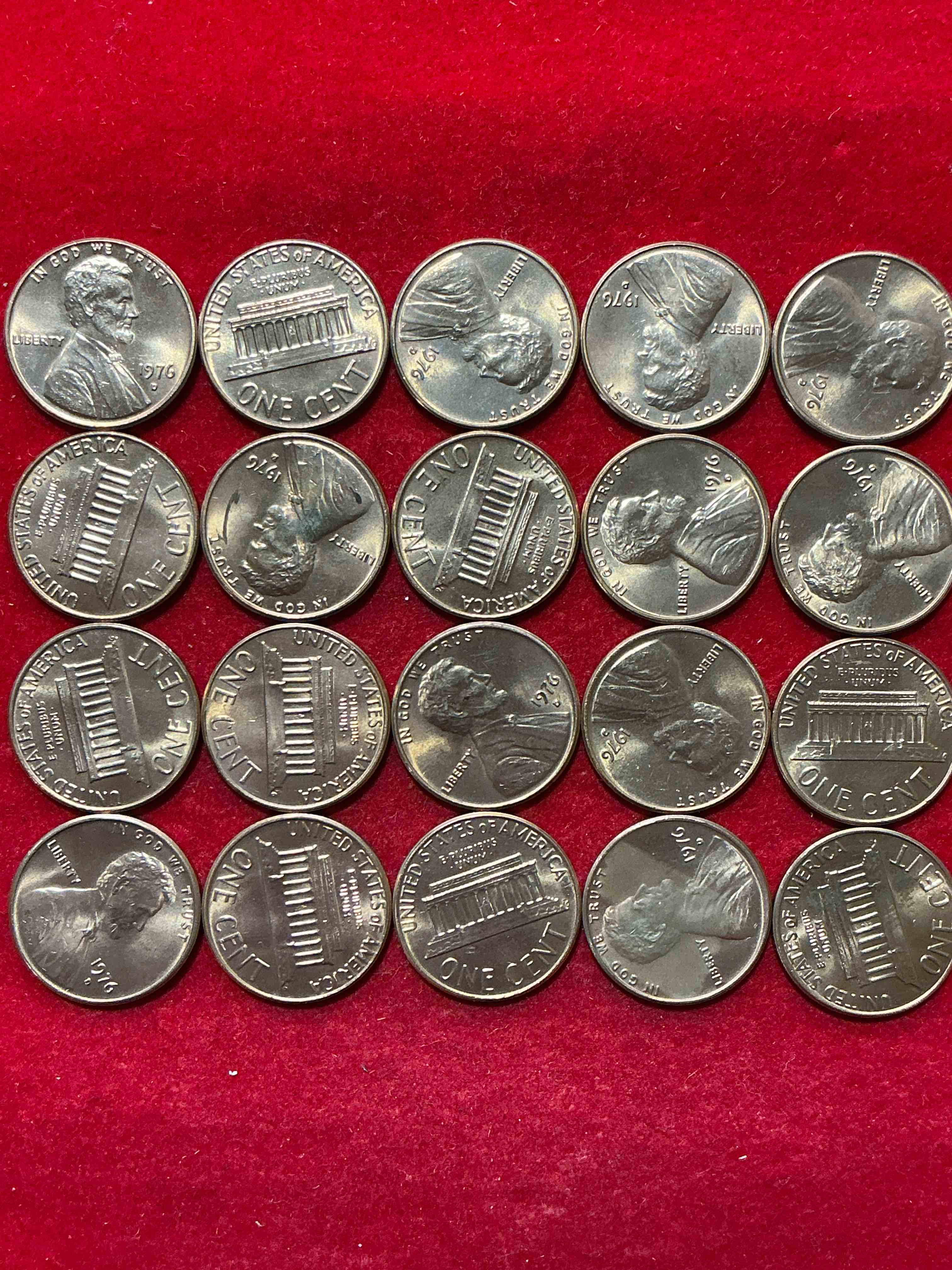 Condition photo showing New/Like New for 1976 brilliant uncirculated america 200 year anniversary pennies!  celebrate america’s bicentennial with the unc brilliant 1976 pennies, direct from the original bank rolls!  these pennies have not seen the light of day since 1976, wow!  serious collector items! 