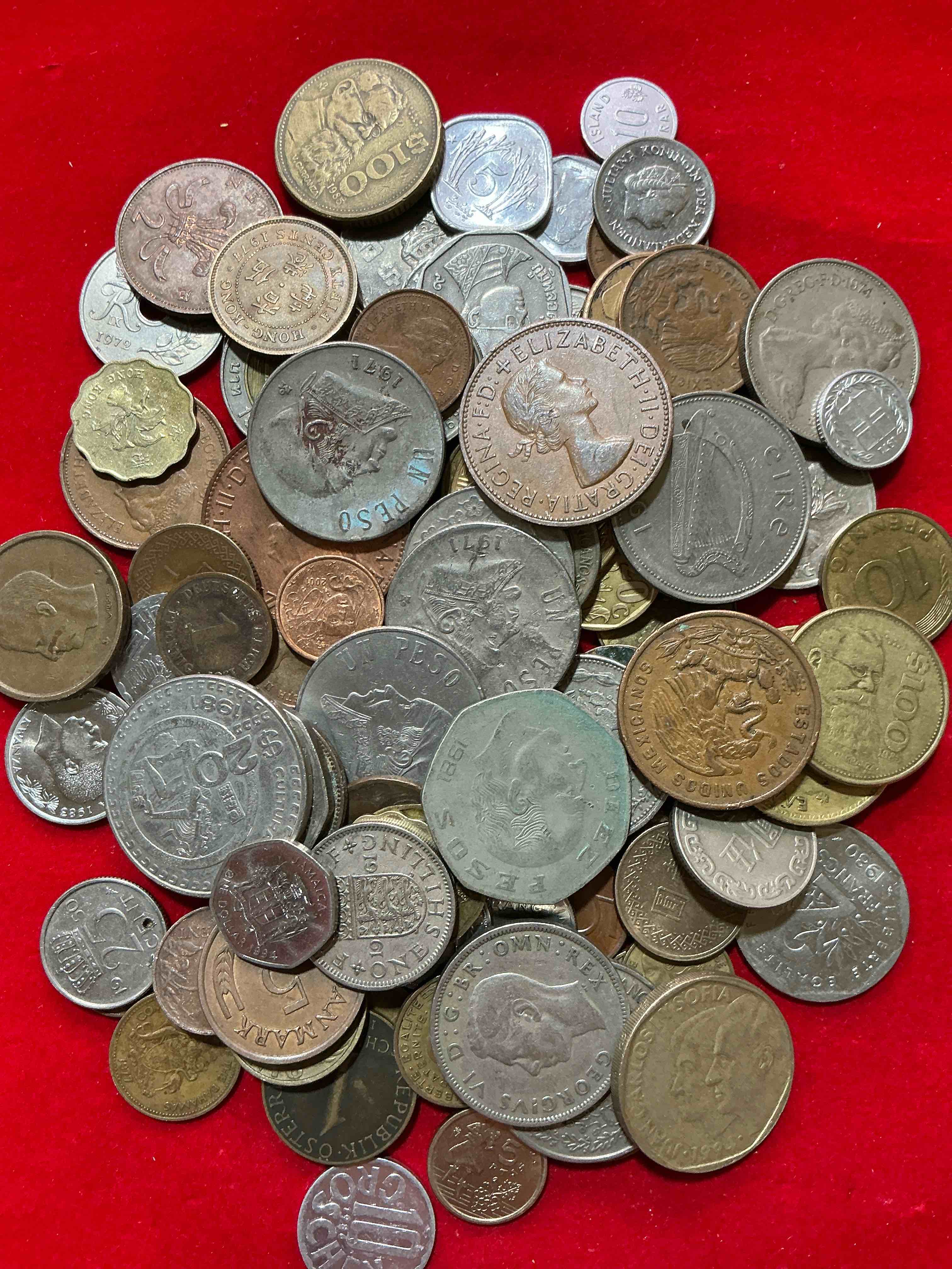 Condition photo showing Good Condition for world coins, antique & vintage! each lot is unique! many different years, countries, sizes & exotic places. this cool collection of antique coins from around the world is loads of fun! have fun identifying each coin & country as a great educational tool! a great investment too!