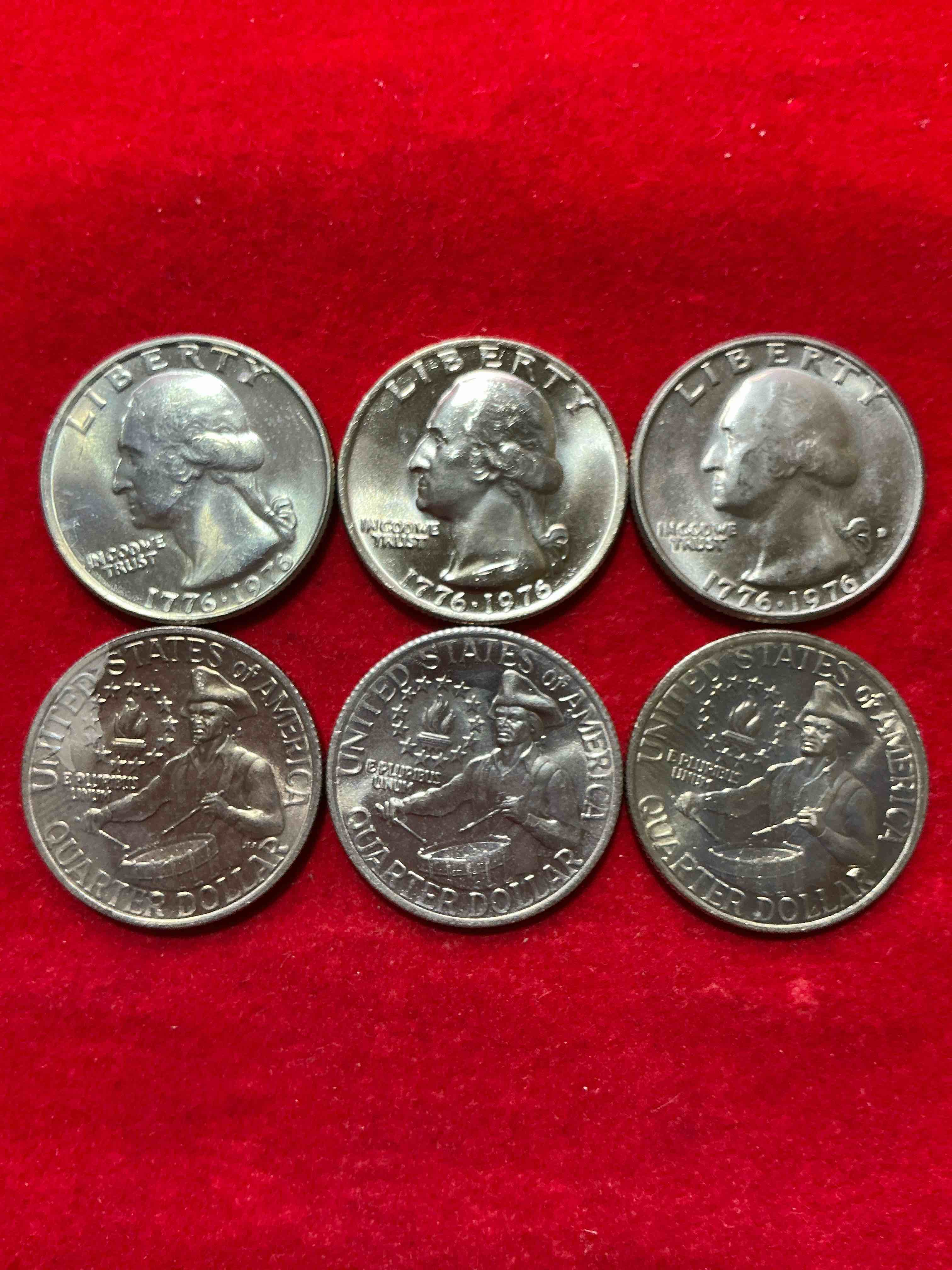 mint condition uncirculated quarters! rare! uncirculated! ultra cool bicentennial edition quarters, celebrating america’s 200th anniversary… 250 coming up! brilliant quarters!