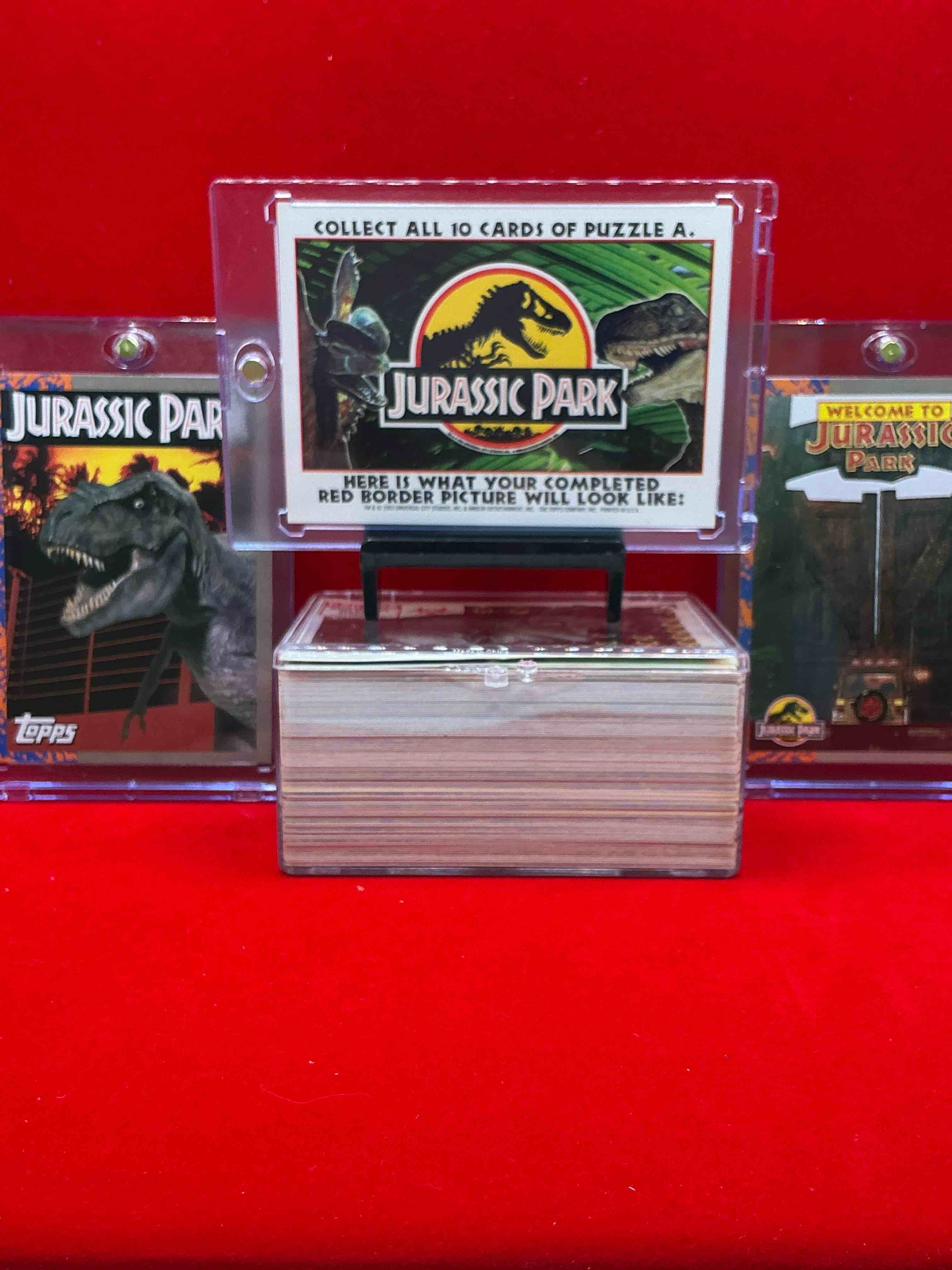 Condition photo showing New/Like New for 1993 dinosaur history! complete, authentic, original jurassic park movie card & sticker set, excellent condition!  own a piece of spielberg’s masterpiece!  a serious pop culture collector item & very rare & hard to find with all 88 cards & 11 stickers!  