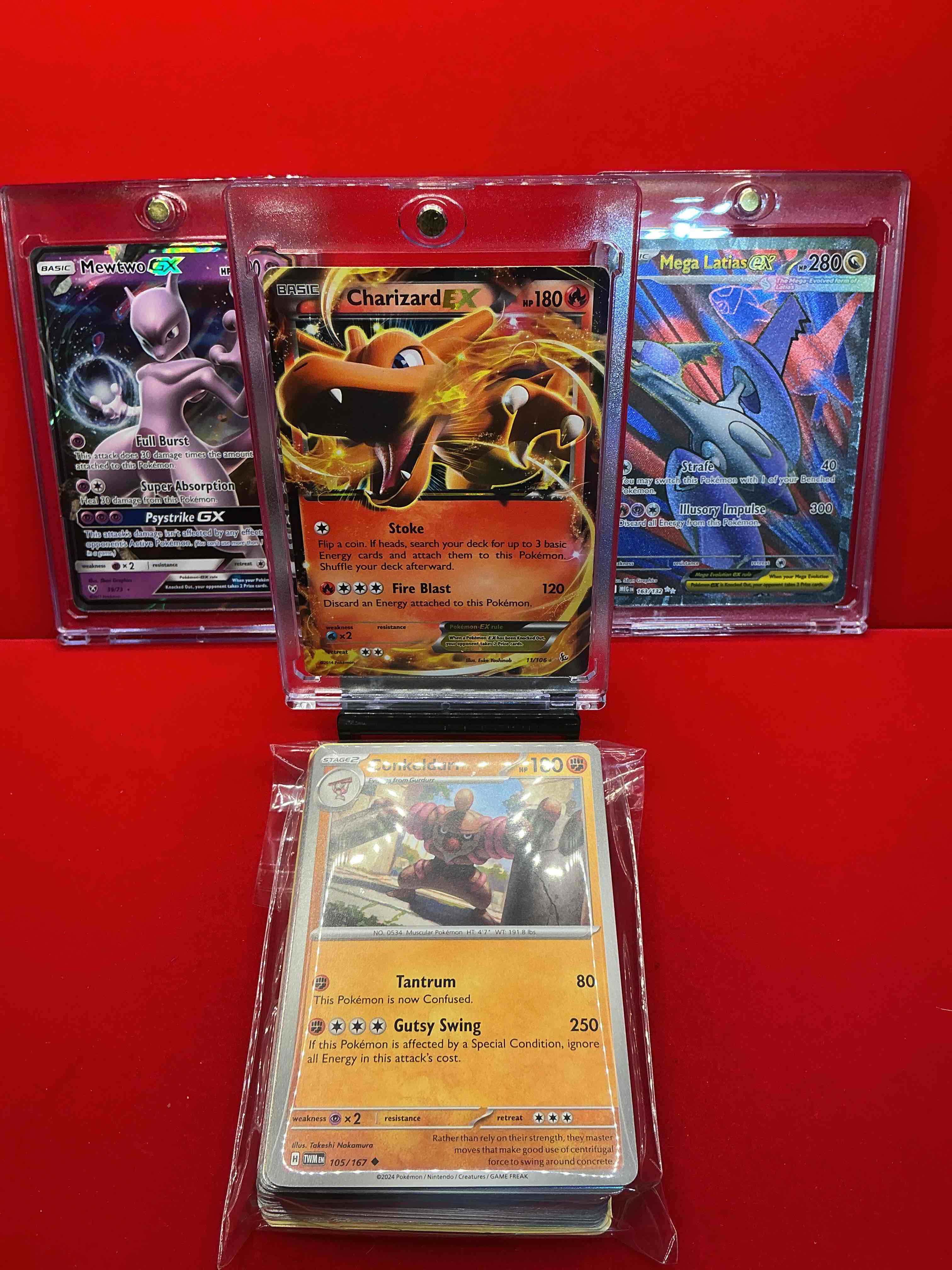 pokémon! charizard ex! mewtwo gx! mega latias ex(full art!) along with 50 other pokémon heroes, holos, legends & commons- including holographic cards, stage 2 cards, holos in all forms & more! also includes 36 non holo common/ uncommon basic & first stage cards trainers & energy too! perfect set for collectors & enthusiasts!