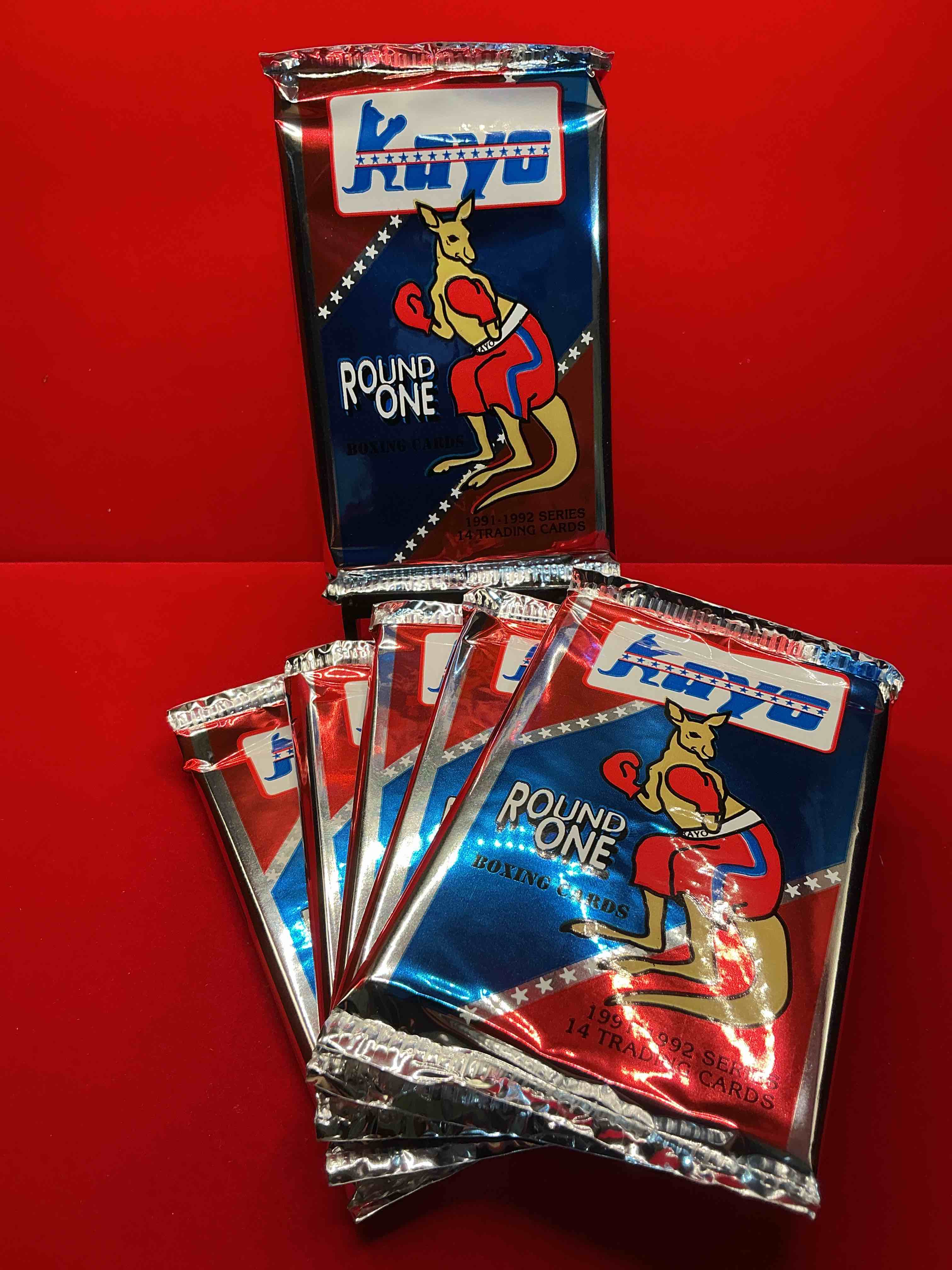 1991-92 kayo round one boxing cards! 14 cards per pack! look for muhammad ali, roy jones jr, lennox lewis, james toney & more! beautiful packs!