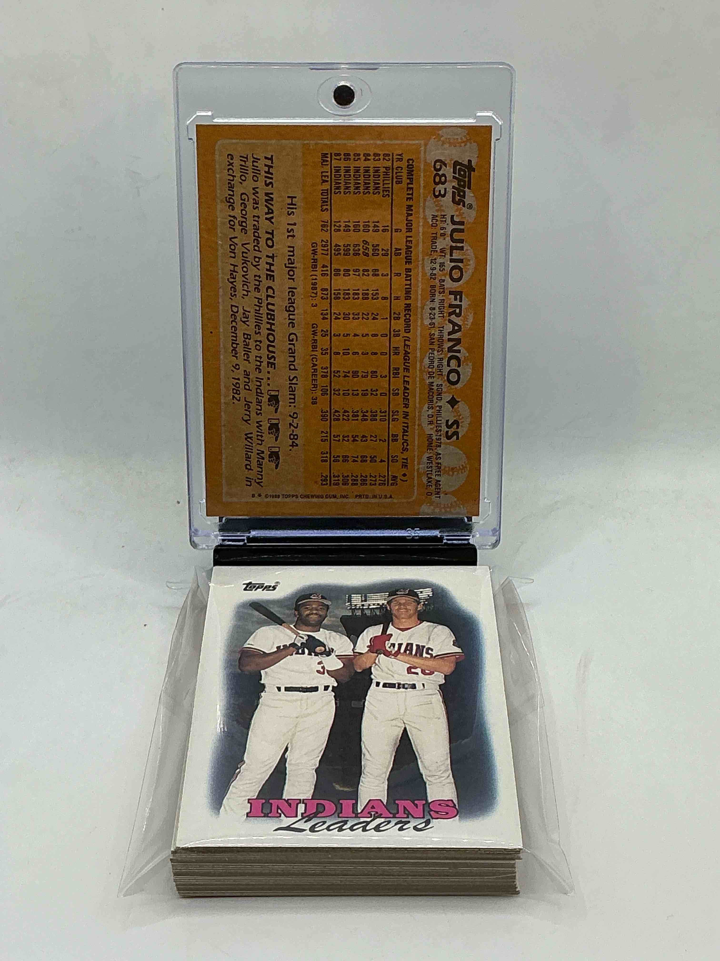 Condition photo showing New/Like New for 1988 topps baseball… indians set! cory snyder, brett butler, julio franco, tom waddell & more! insane 27 card indians lot!