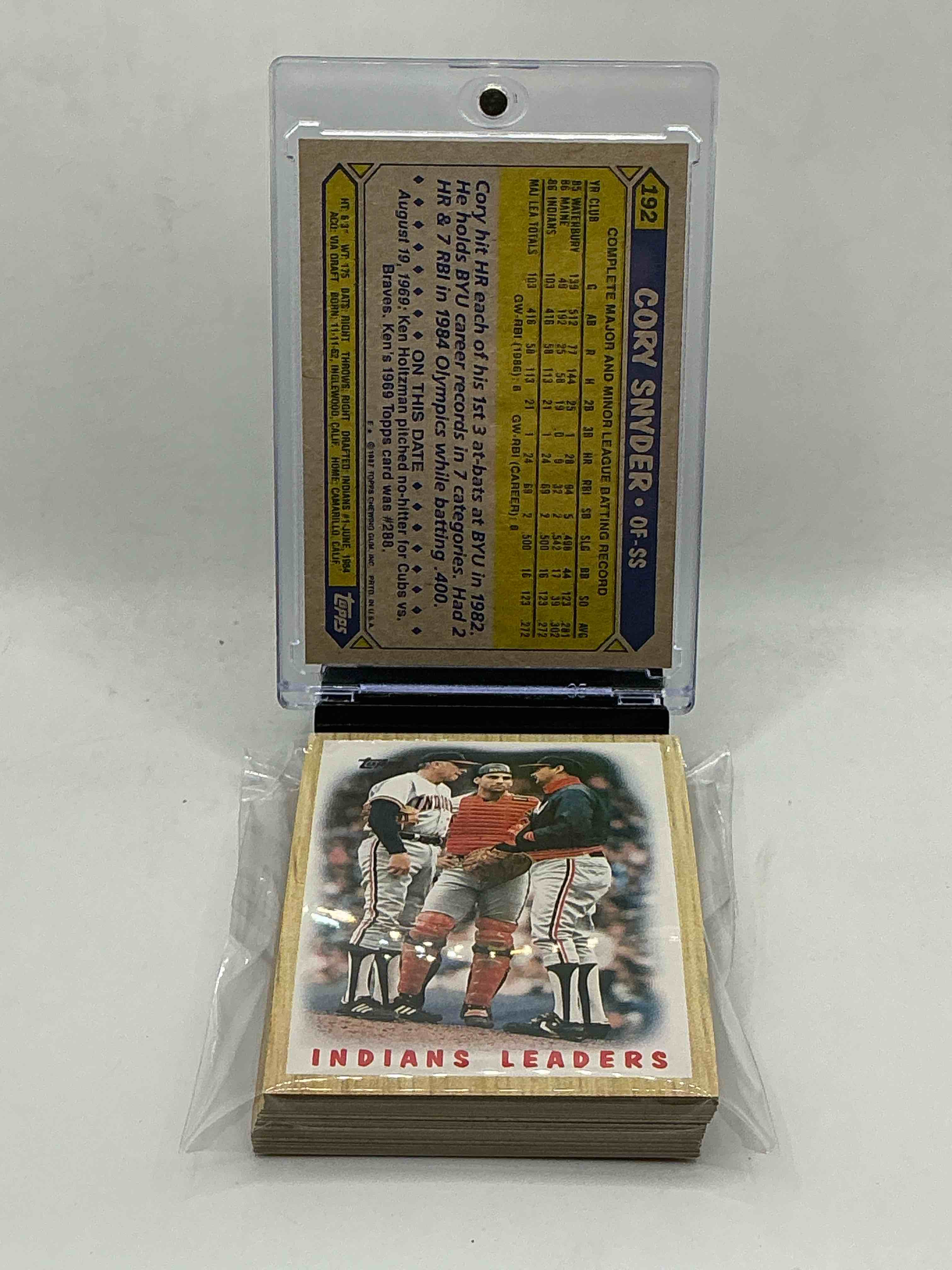 Condition photo showing New/Like New for 1987 topps baseball… indians set! cory snyder, brett butler, don schulze, tom waddell, mel hall & more! insane 28 card indians lot!