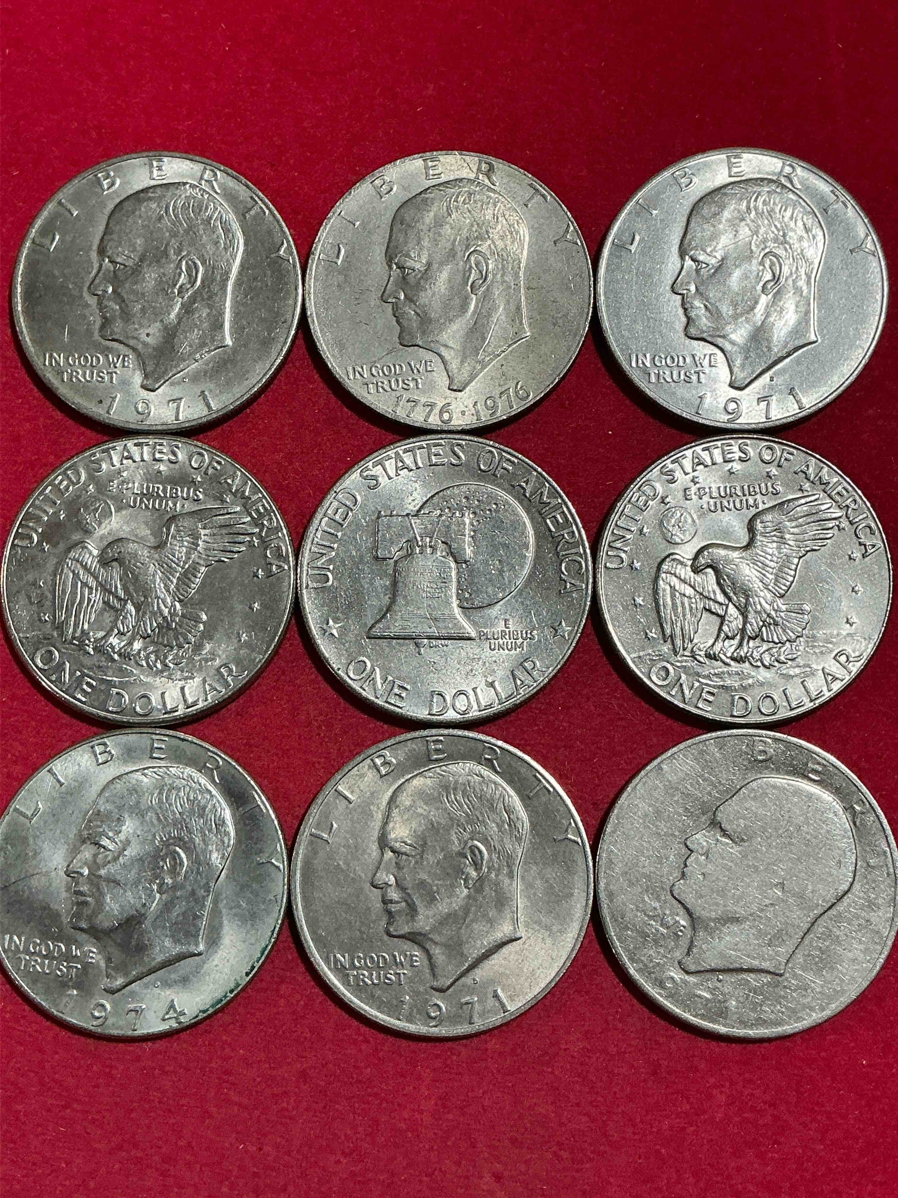 gorgeous eisenhower dollars! here are circulated “ike” dollars! up for auction are ike one dollar coins from different years! awesome ike dollars! even includes rare bicentennial 1976 edition