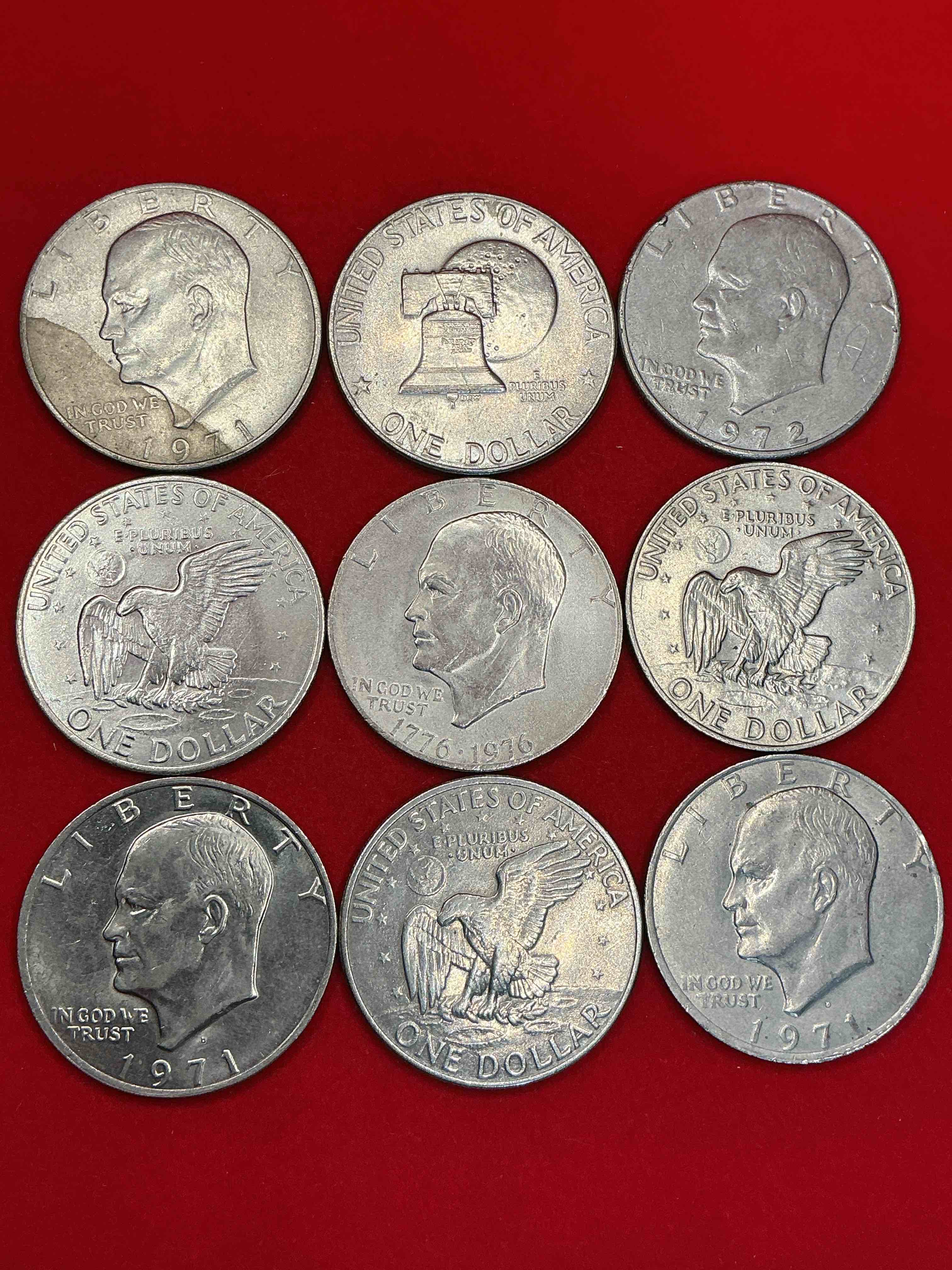 gorgeous eisenhower dollars! here are circulated “ike” dollars! up for auction are ike one dollar coins from different years! awesome ike dollars! even includes rare bicentennial 1976 edition