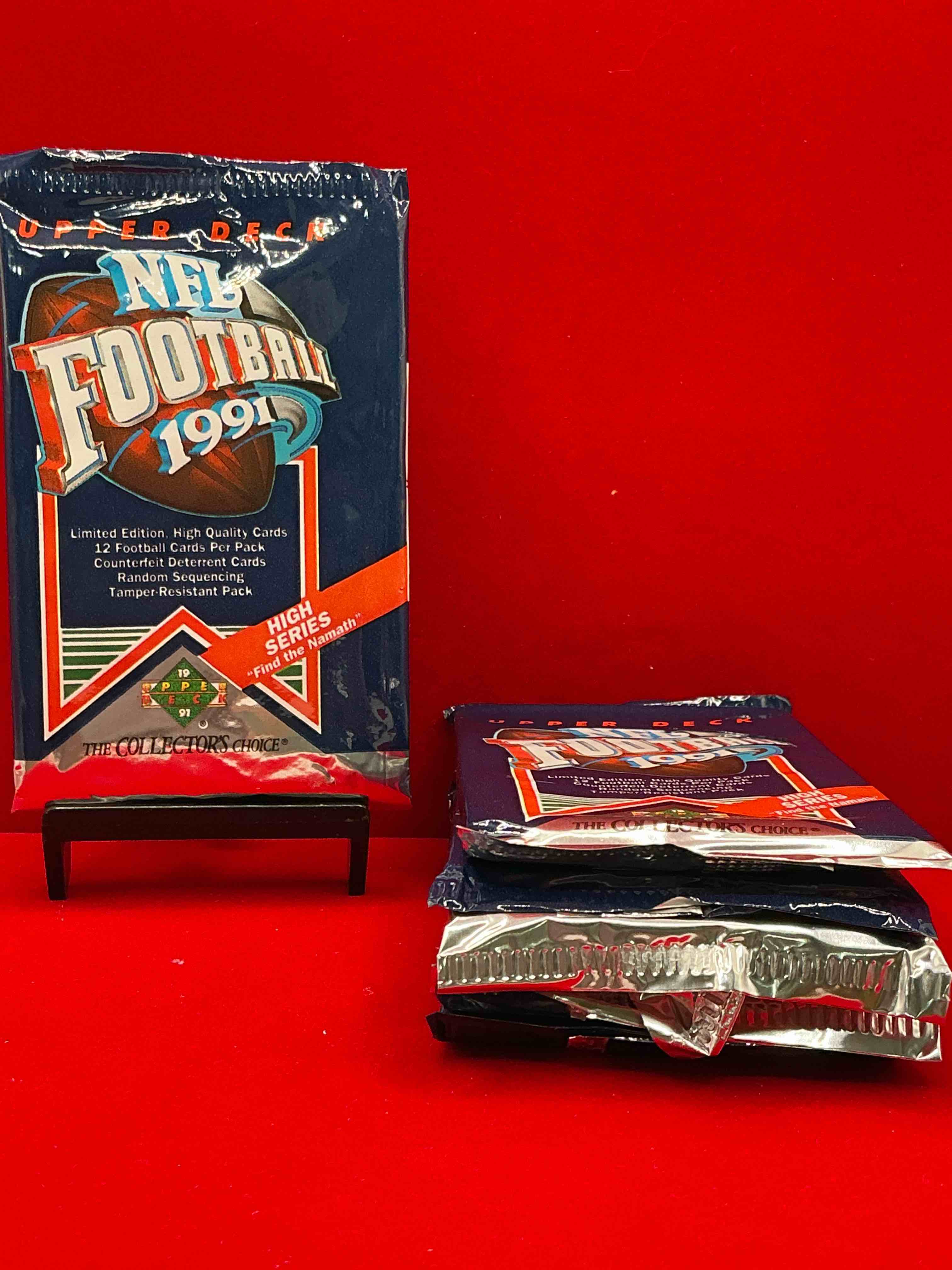 rare & vintage! 1991 upper deck premier edition unopened nfl football packs! direct from original box! brett favre rookie year! search for brett favre rookie & other 80s stars!