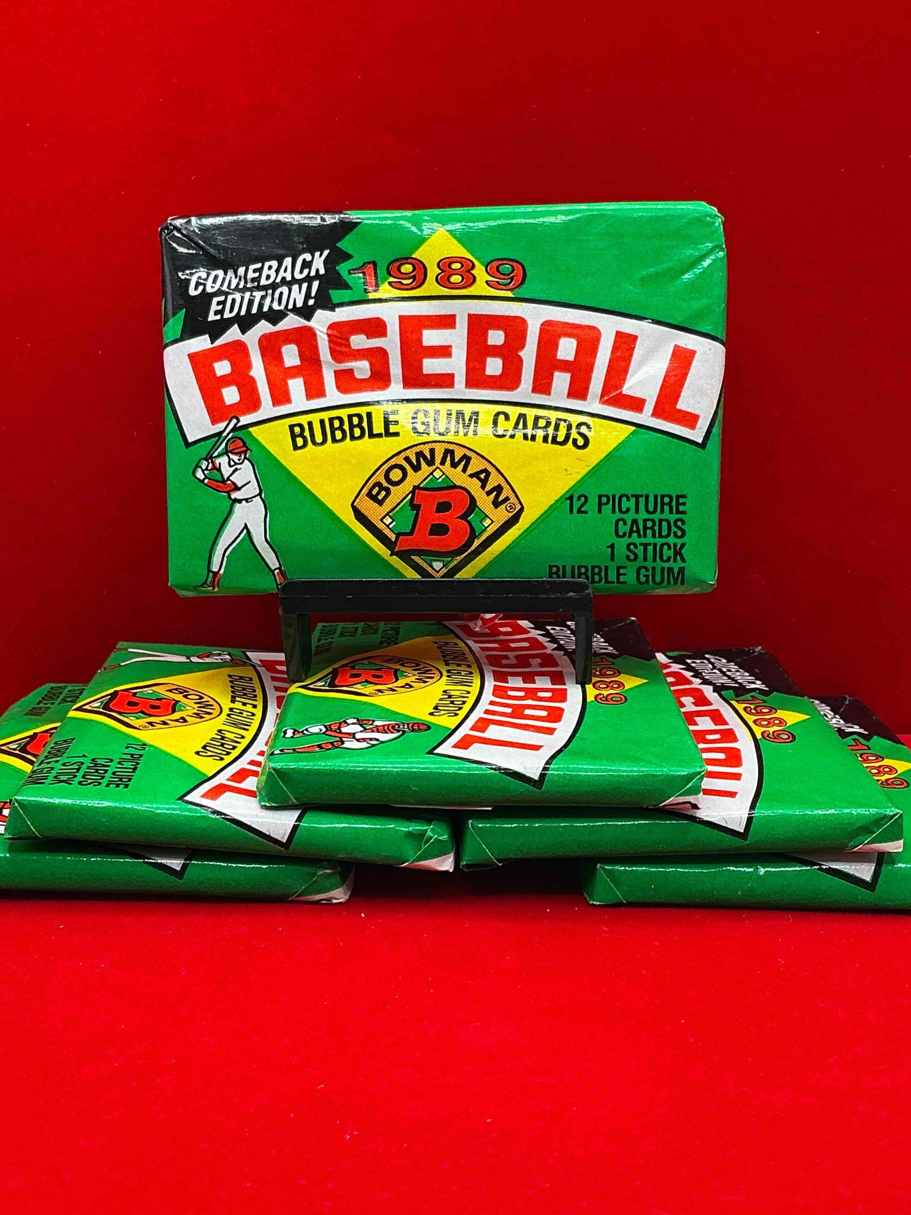 1989 bowman comeback edition baseball cards! direct from original box! search for ken griffey jr. rookie card & valuable bo jackson & nolan ryan cards!