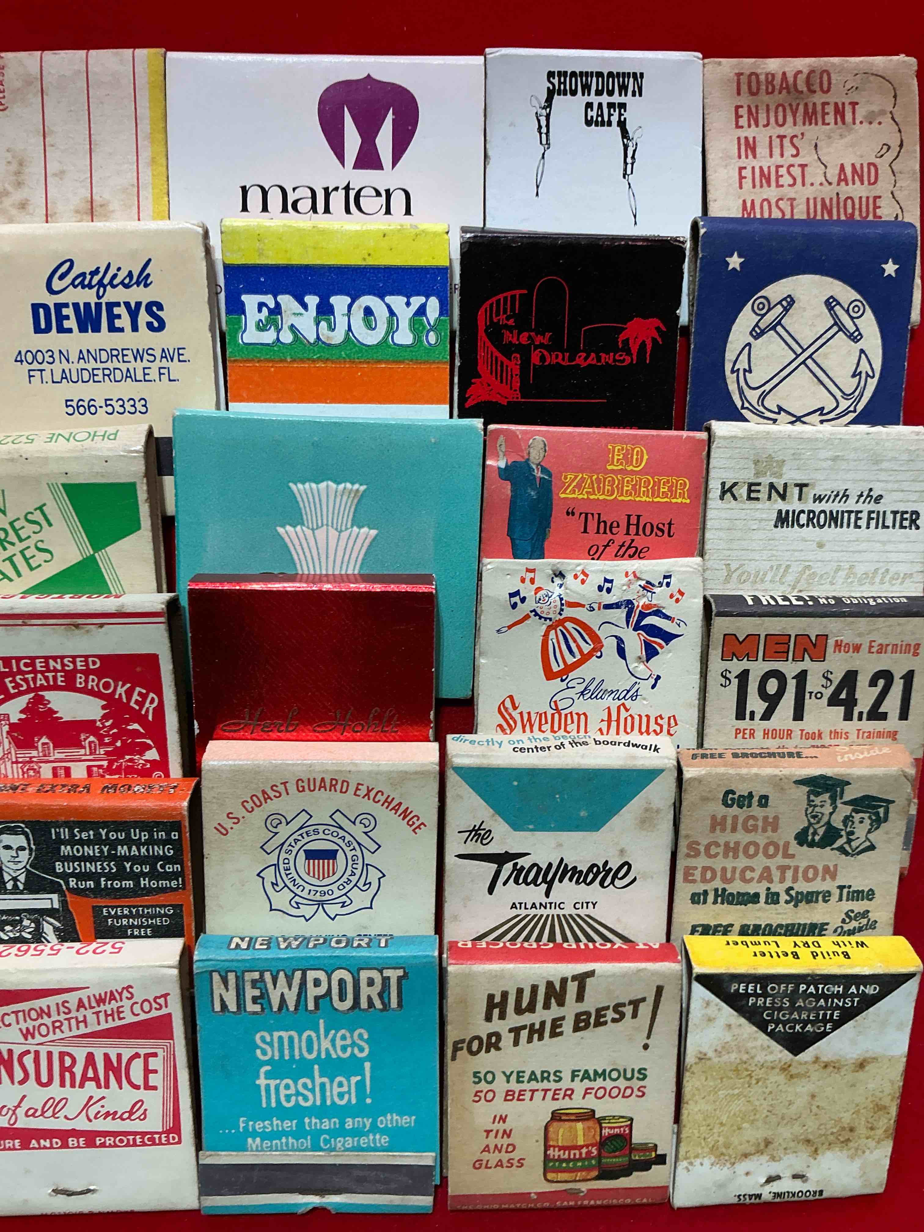 vintage matchbooks!  a crazy hard to collect collection of matchbooks from all over, many from places that no longer exist!  collection spans decades & decades!  most books are complete with all matches!  one of a kind collection!  all original & impossible to find anywhere else!