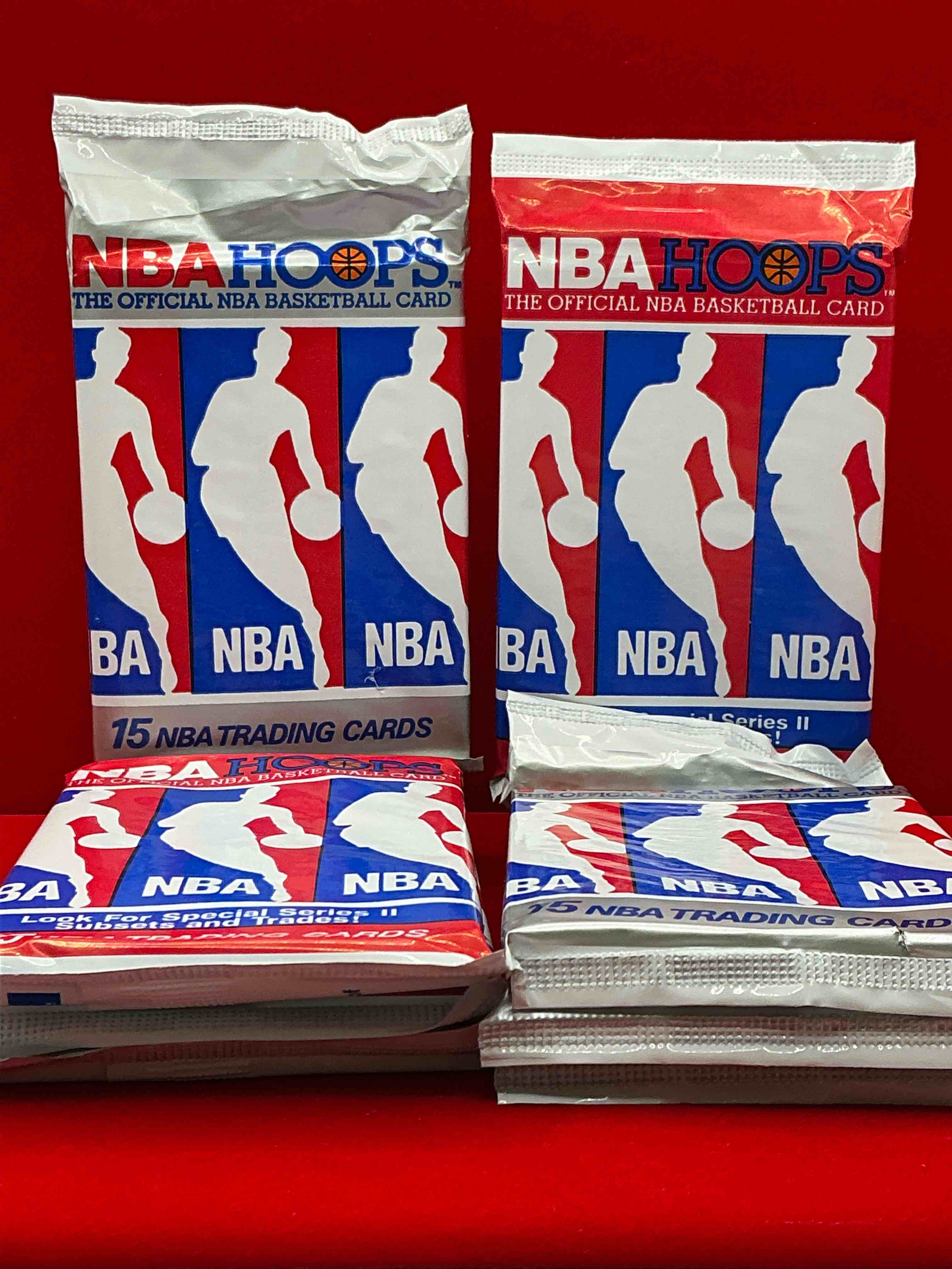 michael jordan!? 1990/91 nba hoops unopened series i & ii sealed trading collectible sports card pack, direct from original sealed retail case! search for early michael jordan #65 (psa 10 value $550), jordan all star card, & too many other nice cards to list!