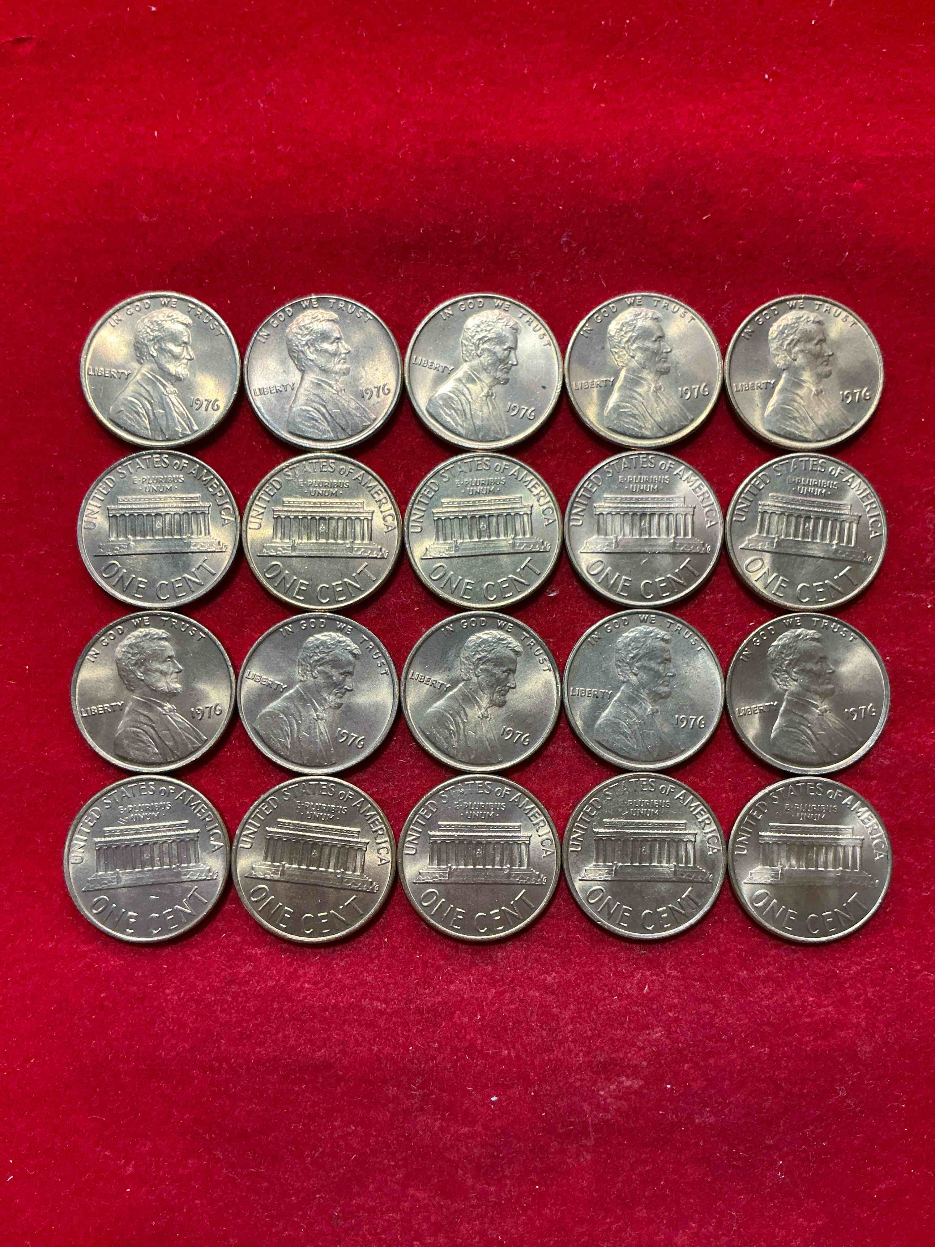 Condition photo showing Good Condition for 1976 brilliant uncirculated america 200 year anniversary pennies! celebrate america’s bicentennial with the unc brilliant 1976 pennies, direct from the original bank rolls! these pennies have not seen the light of day since 1976, wow! serious collector items!