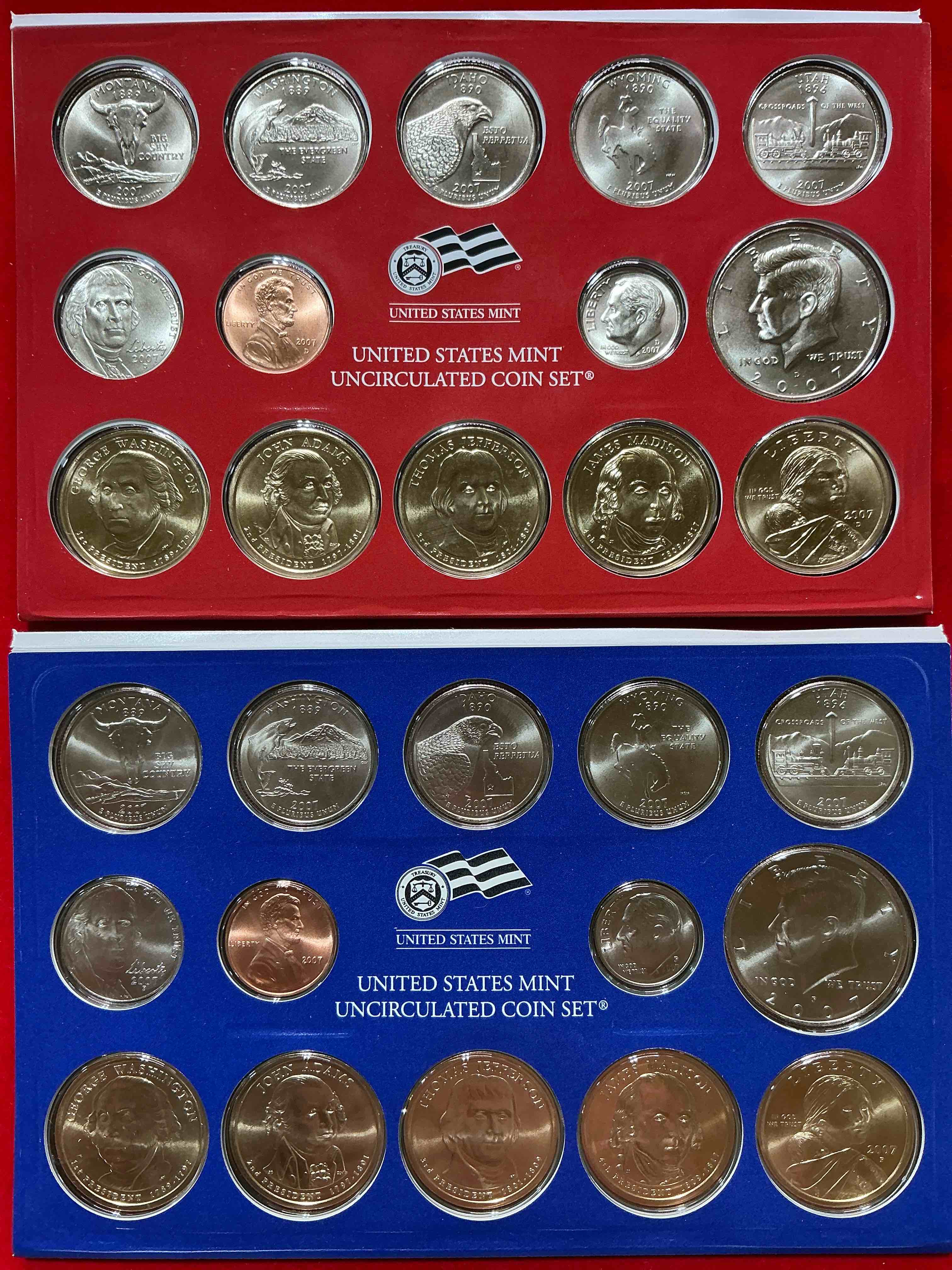 28 coin craziness! denver & philly mints! 2007 uncirculated mint set coins! includes half dollars, president dollar coins, dimes, nickels, pennies & quarters! cool collectible! 