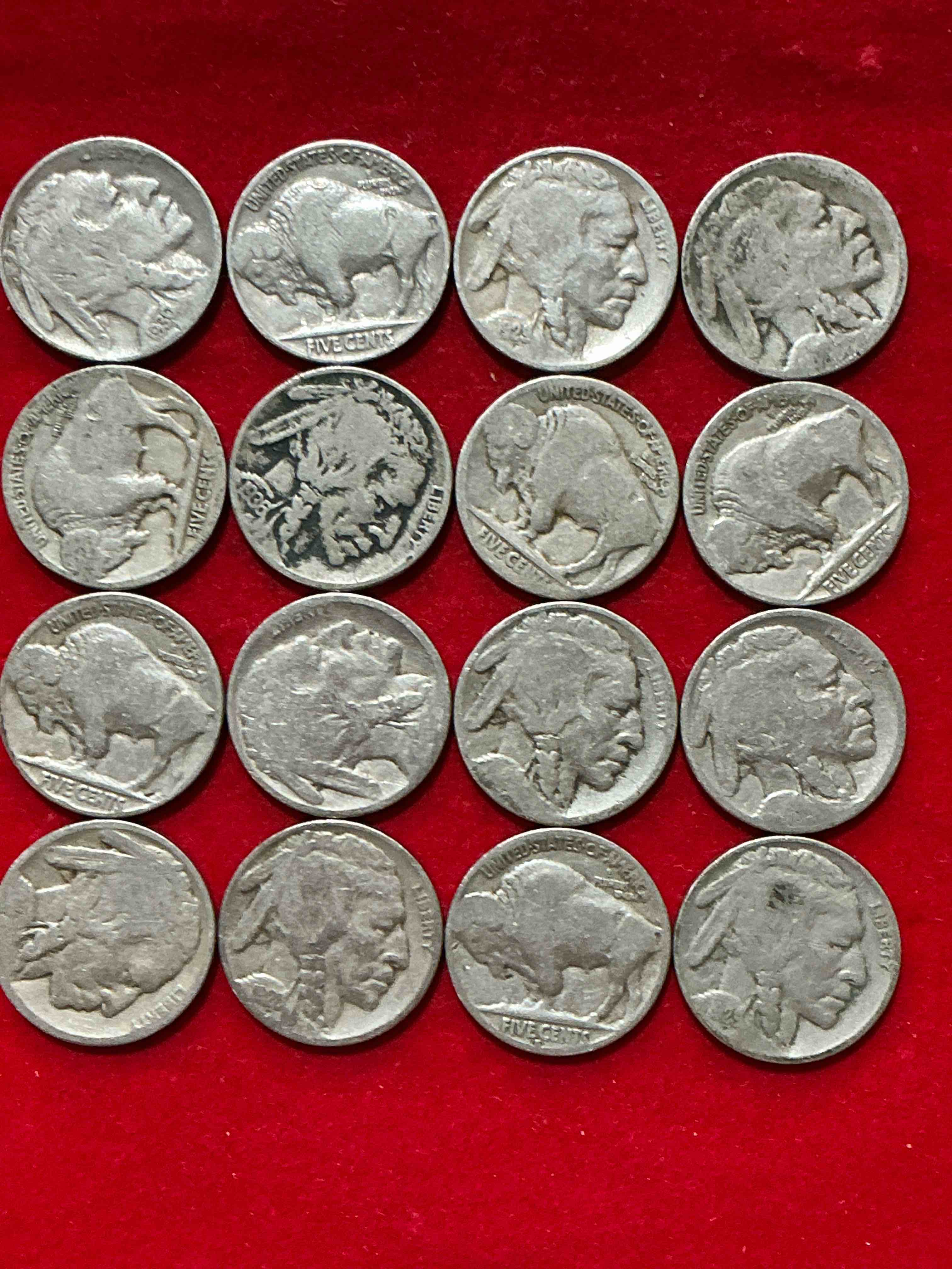 Condition photo showing Good Condition for historic buffalo nickels! indian head buffalo nickels were minted from 1913 to 1938 & have become a favorite for coin collectors around the world! own pieces of american history with these cool indian head buffalo nickels in circulated condition, most with visible dates is very rare for buffalo nickels!