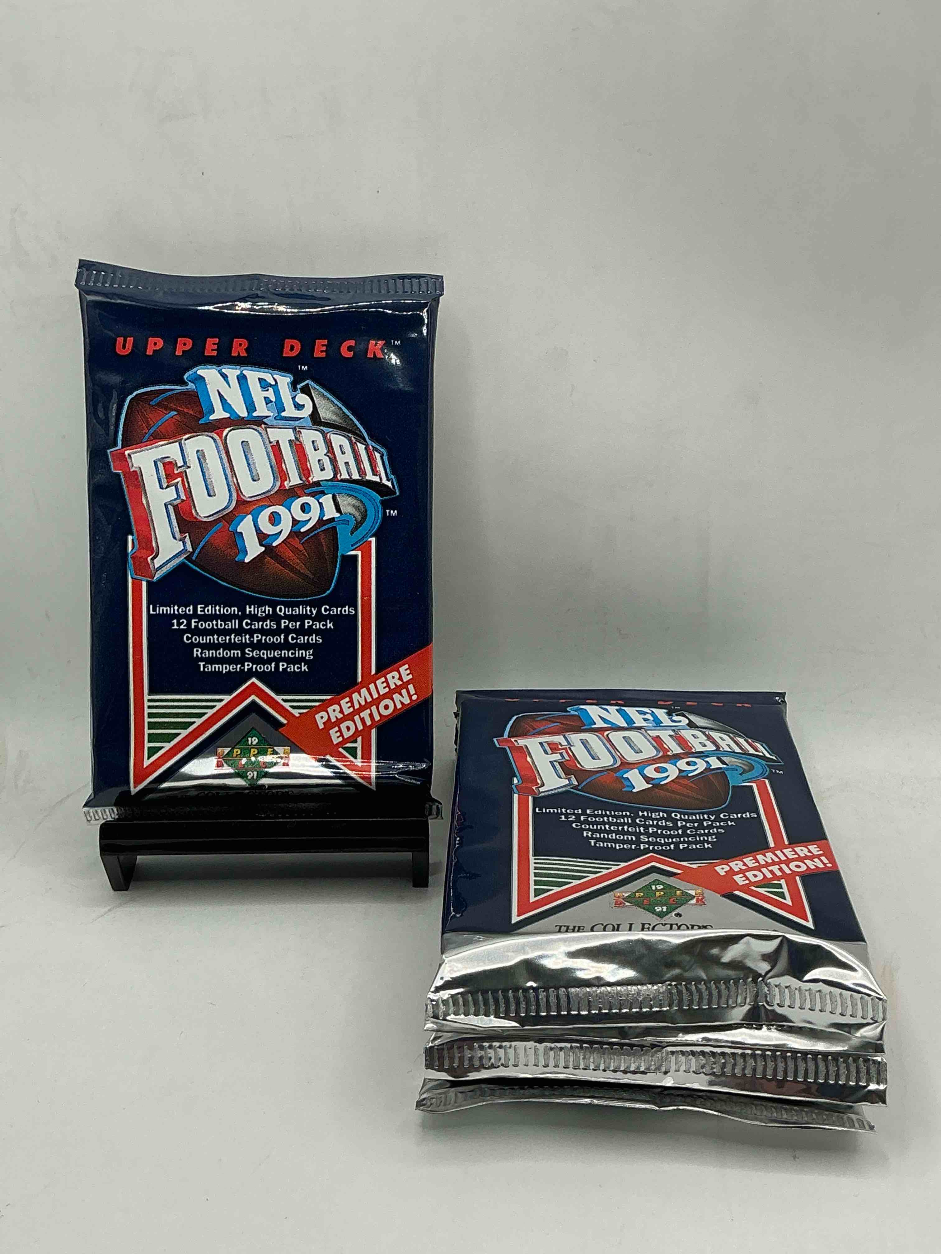 rare & vintage! 1991 upper deck premier edition unopened nfl football packs! direct from original box! brett favre rookie year! search for brett favre rookie & other 80s stars!