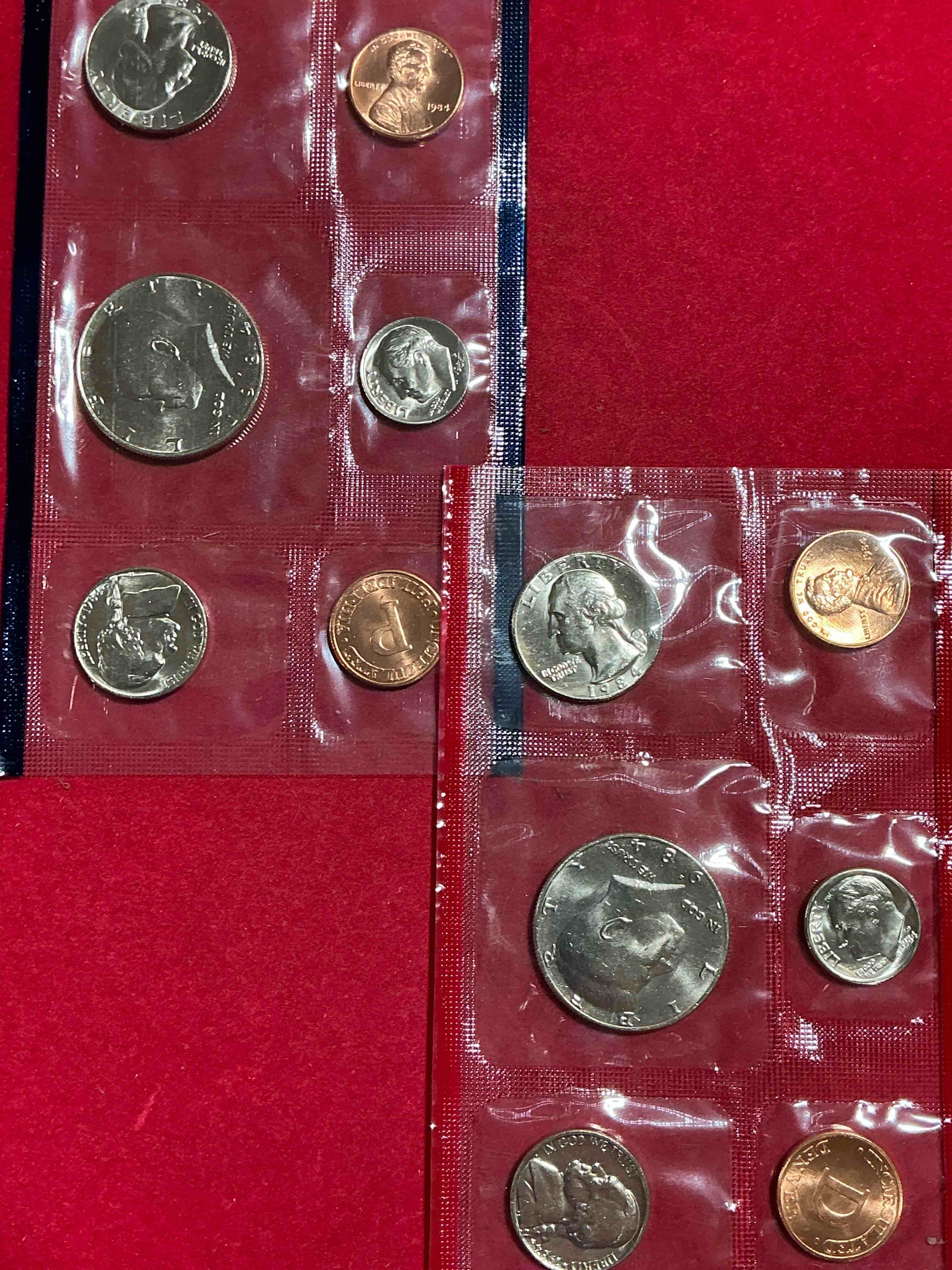 1984 uncirculated philadelphia & denver 12 coin mint combo! these beautiful, uncirculated coins are rare pieces of history! 1984 dimes, pennies half dollars, nickels & quarters!