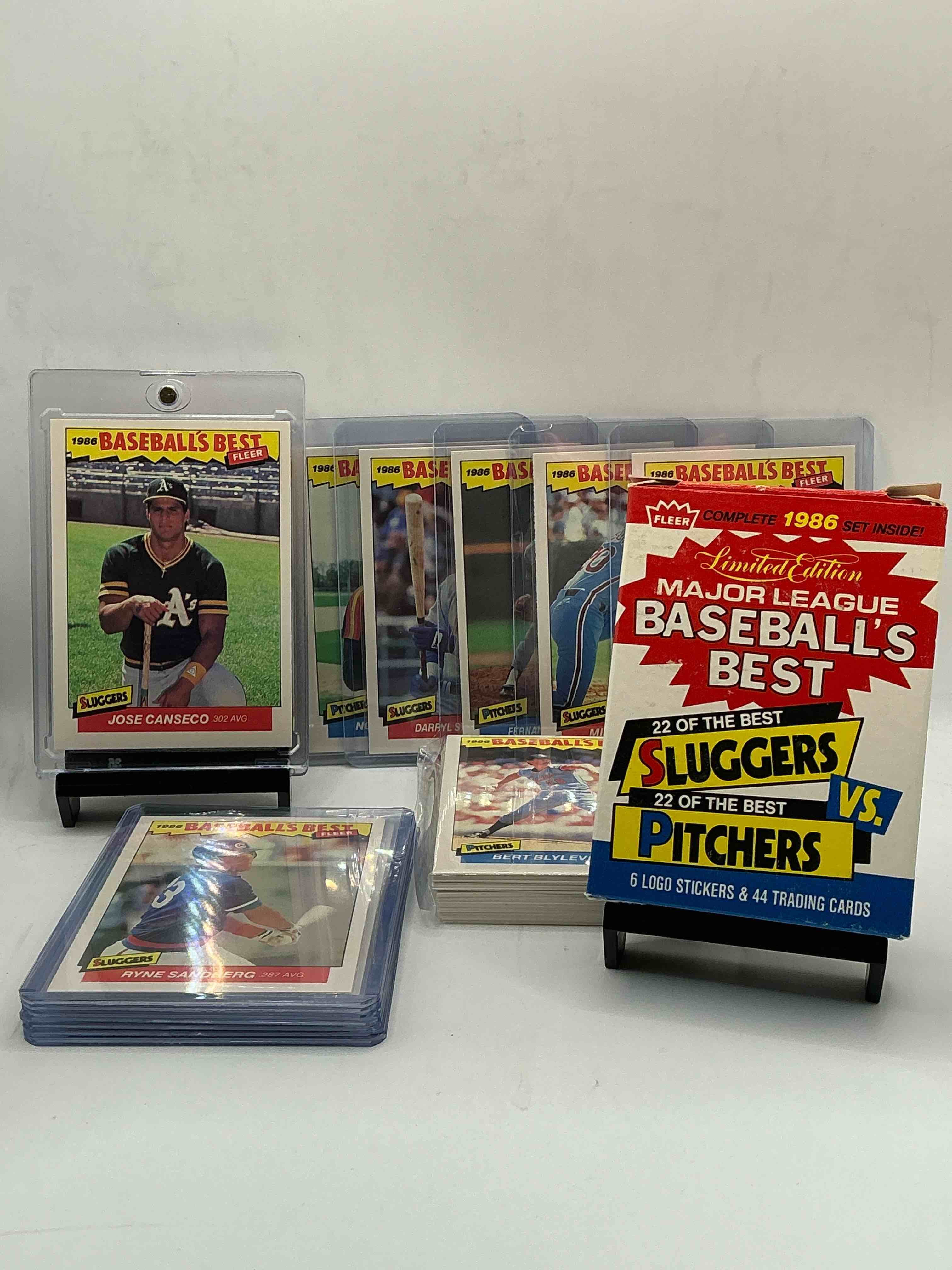 limited edition fleer major league baseball sluggers vs pitchers set! complete 1986 set inside! wow! unopened! fleer complete wade boggs, george brett, tony gwynn, jose canseco & more!