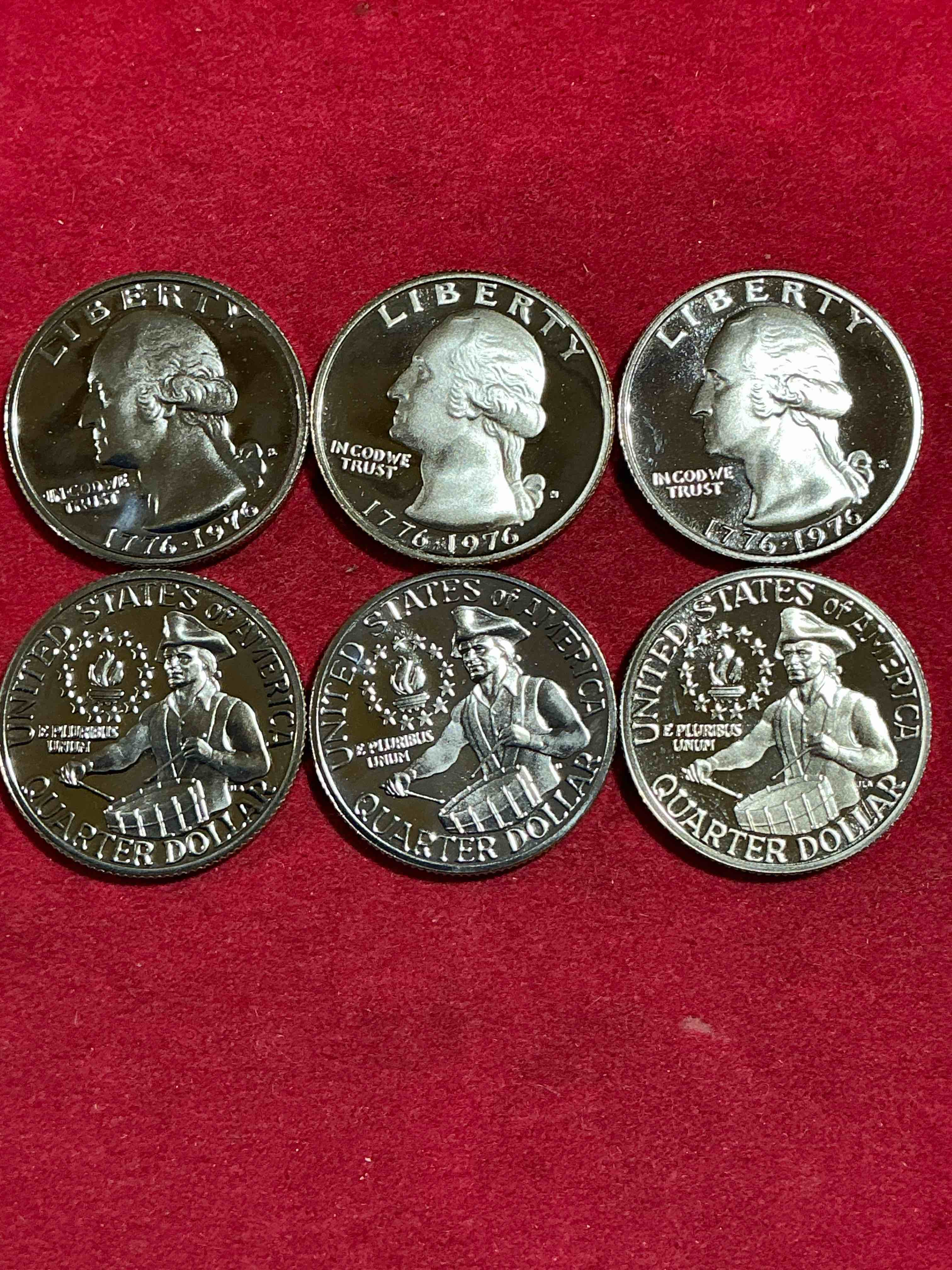 1976 mint condition proof quarters! rare! ultra cool bicentennial edition quarters, celebrating america’s 200th anniversary… 250 coming up! brilliant quarters!