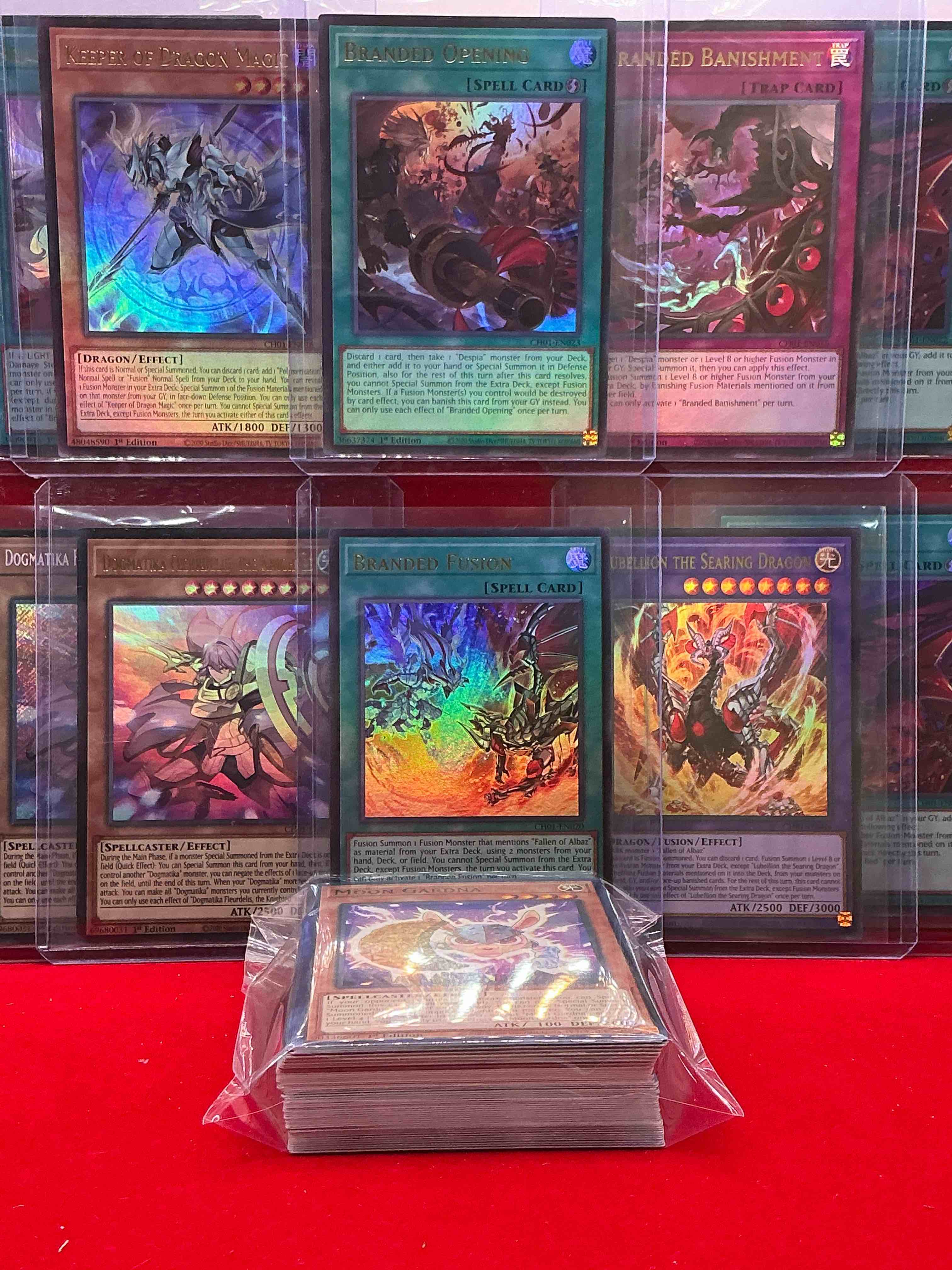 Condition photo showing New/Like New for yu-gi-oh!! this 50 card lot includes 10 holographic cards along with 40 others! an excellent way to start or build to your collection! join the yu-gi-oh craze!