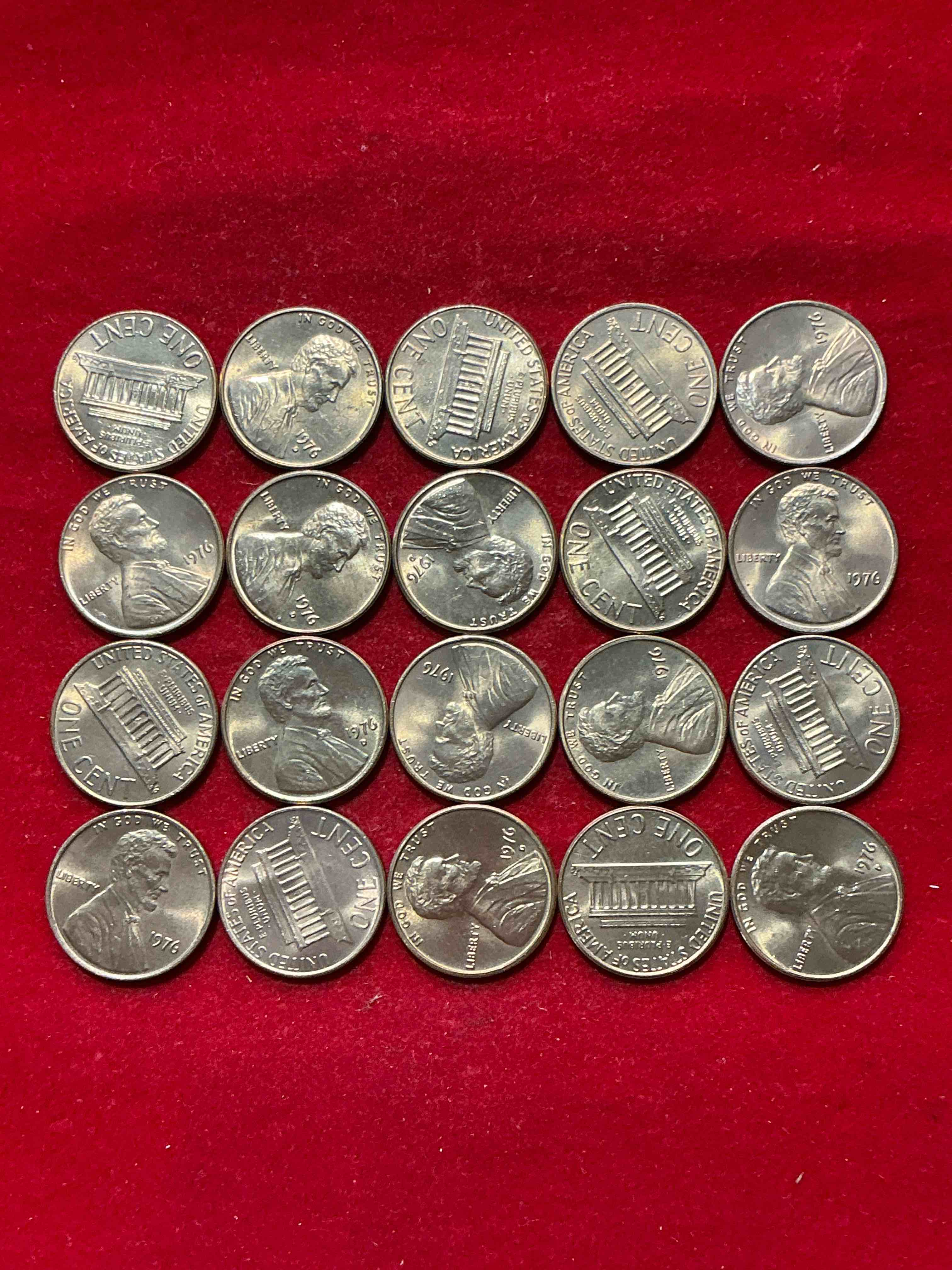 1976 brilliant uncirculated america 200 year anniversary pennies! celebrate america’s bicentennial with the unc brilliant 1976 pennies, direct from the original bank rolls! these pennies have not seen the light of day since 1976, wow! serious collector items!
