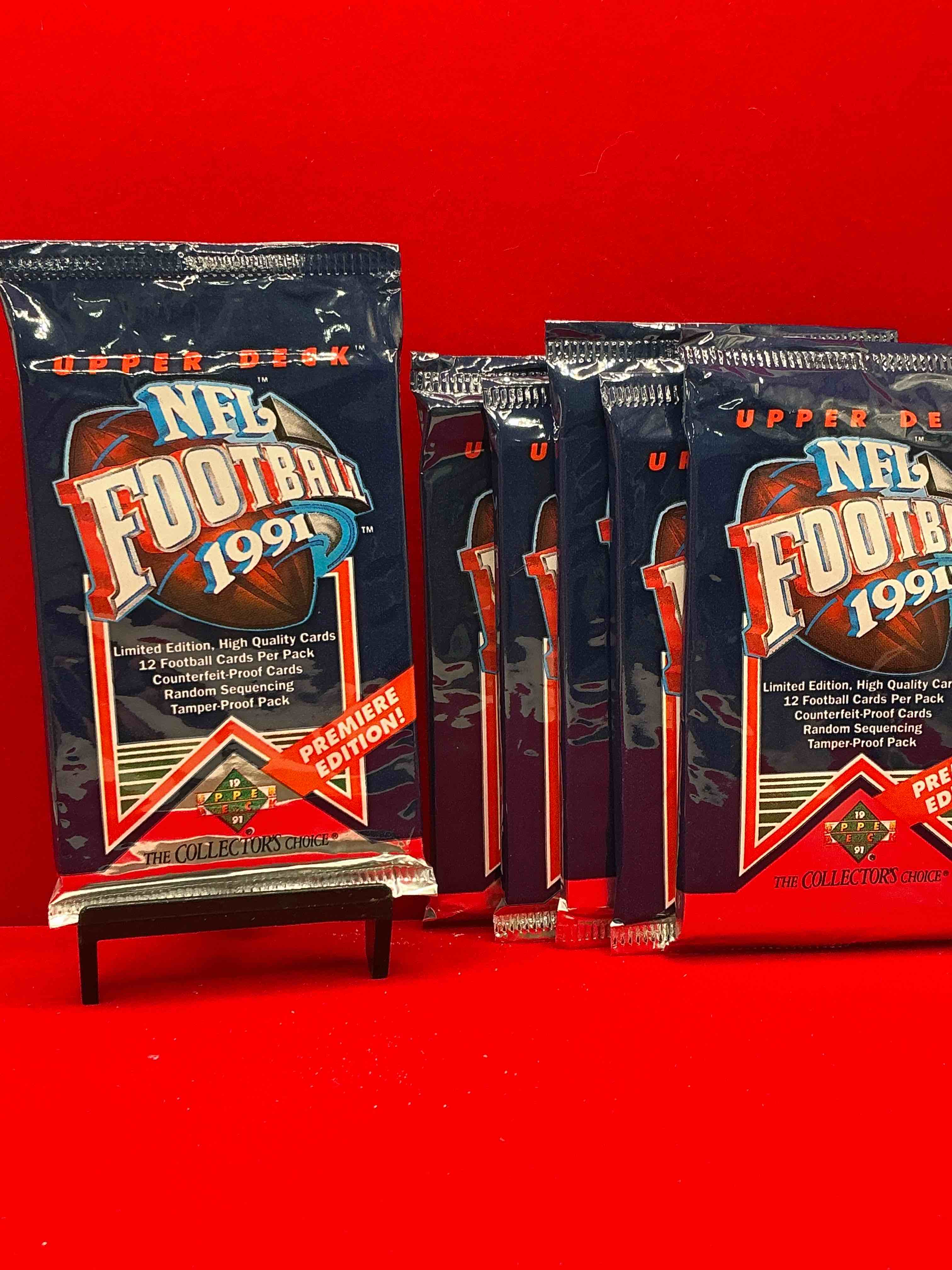 rare & vintage! 1991 upper deck premier edition unopened nfl football packs! direct from original box! brett favre rookie year! search for brett favre rookie & other 80s stars!