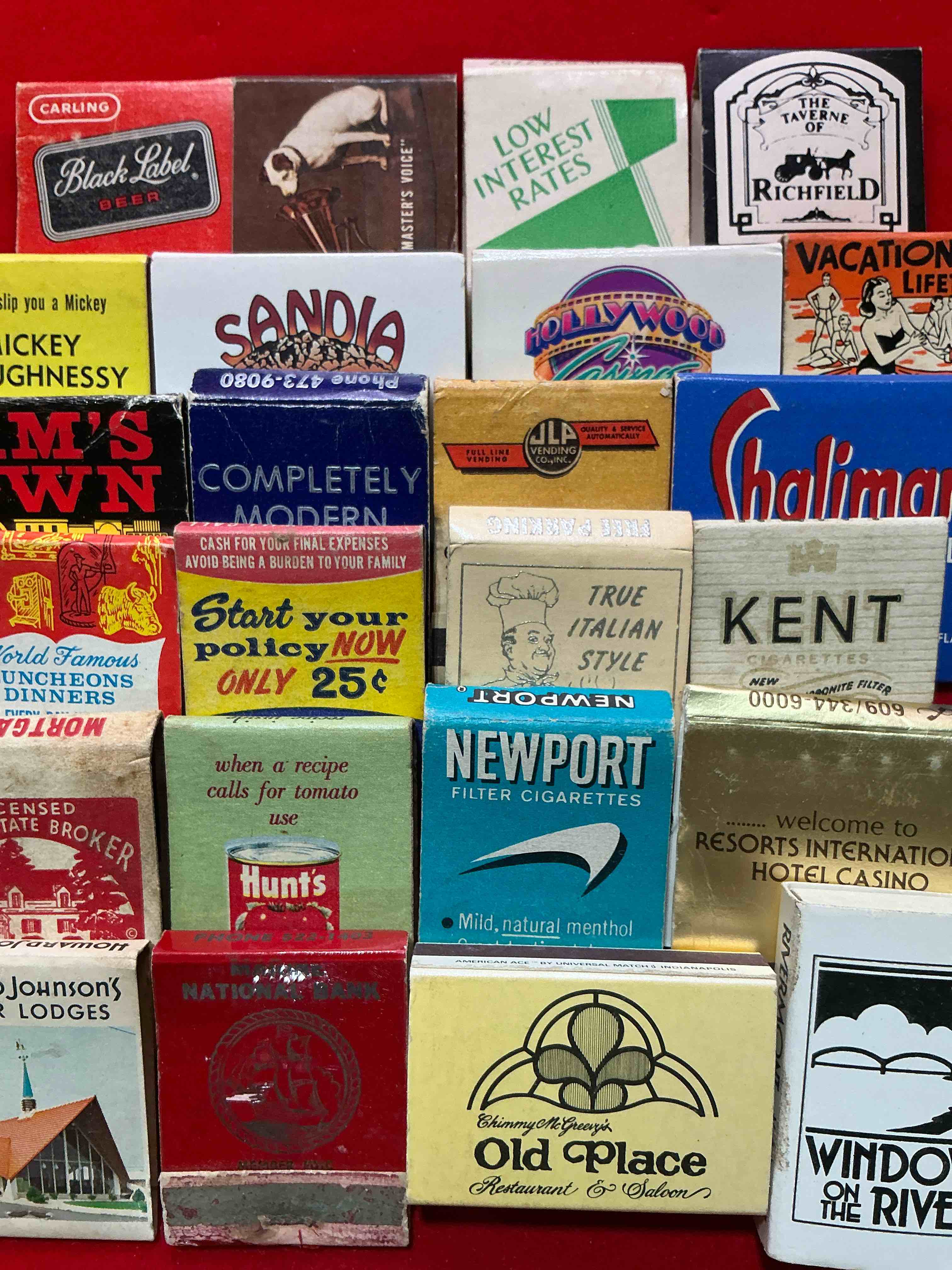 vintage matchbooks!  a crazy hard to collect collection of matchbooks from all over, many from places that no longer exist!  collection spans decades & decades!  most books are complete with all matches!  one of a kind collection!  all original & impossible to find anywhere else!