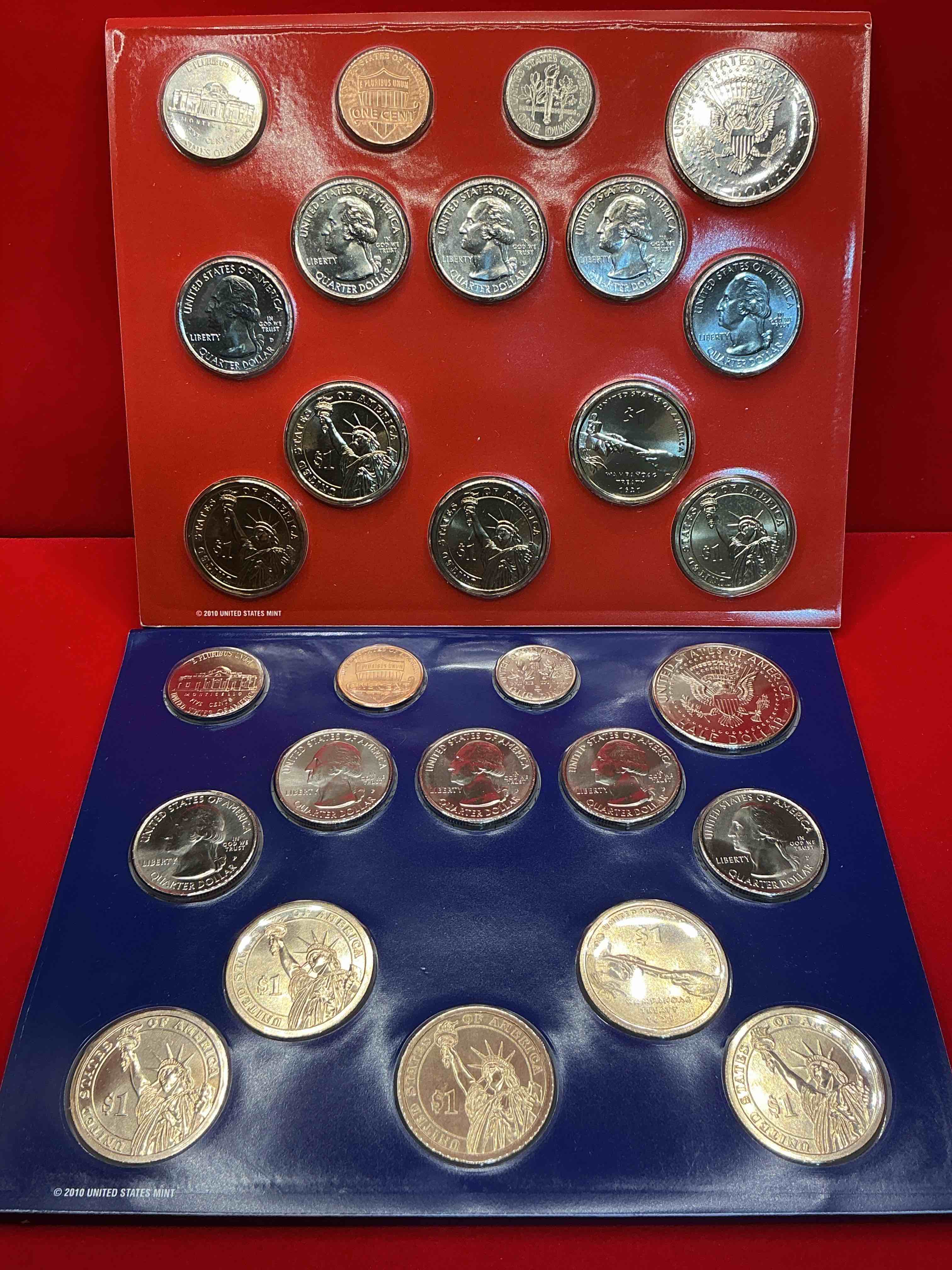2011 uncirculated mint coins! 28 coin lot, with multiple dollar coins, half dollars, quarters, dimes, nickels & pennies! wow!