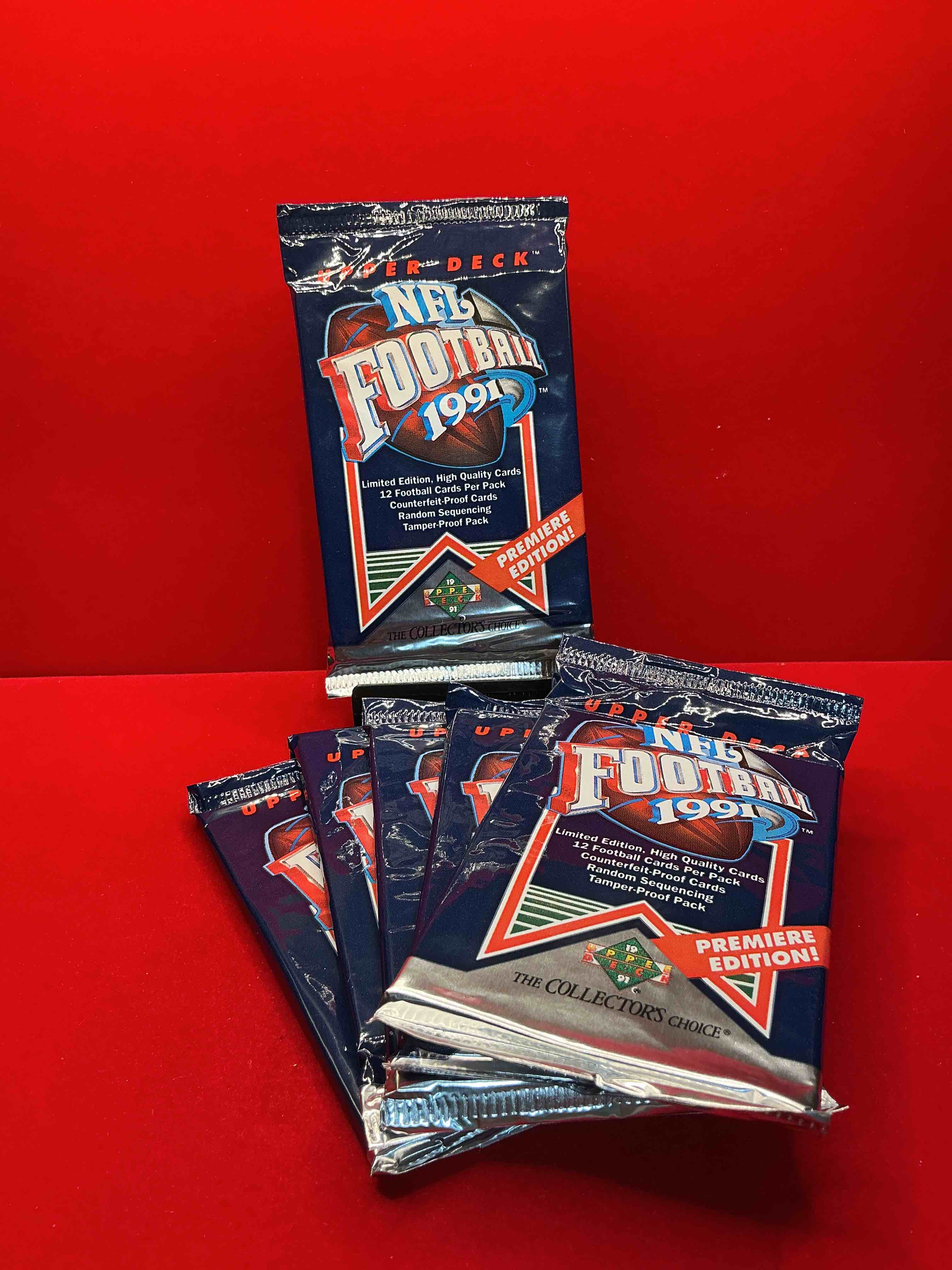 rare & vintage! 1991 upper deck premier edition unopened nfl football packs! direct from original box! brett favre rookie year! search for brett favre rookie & other 80s stars!