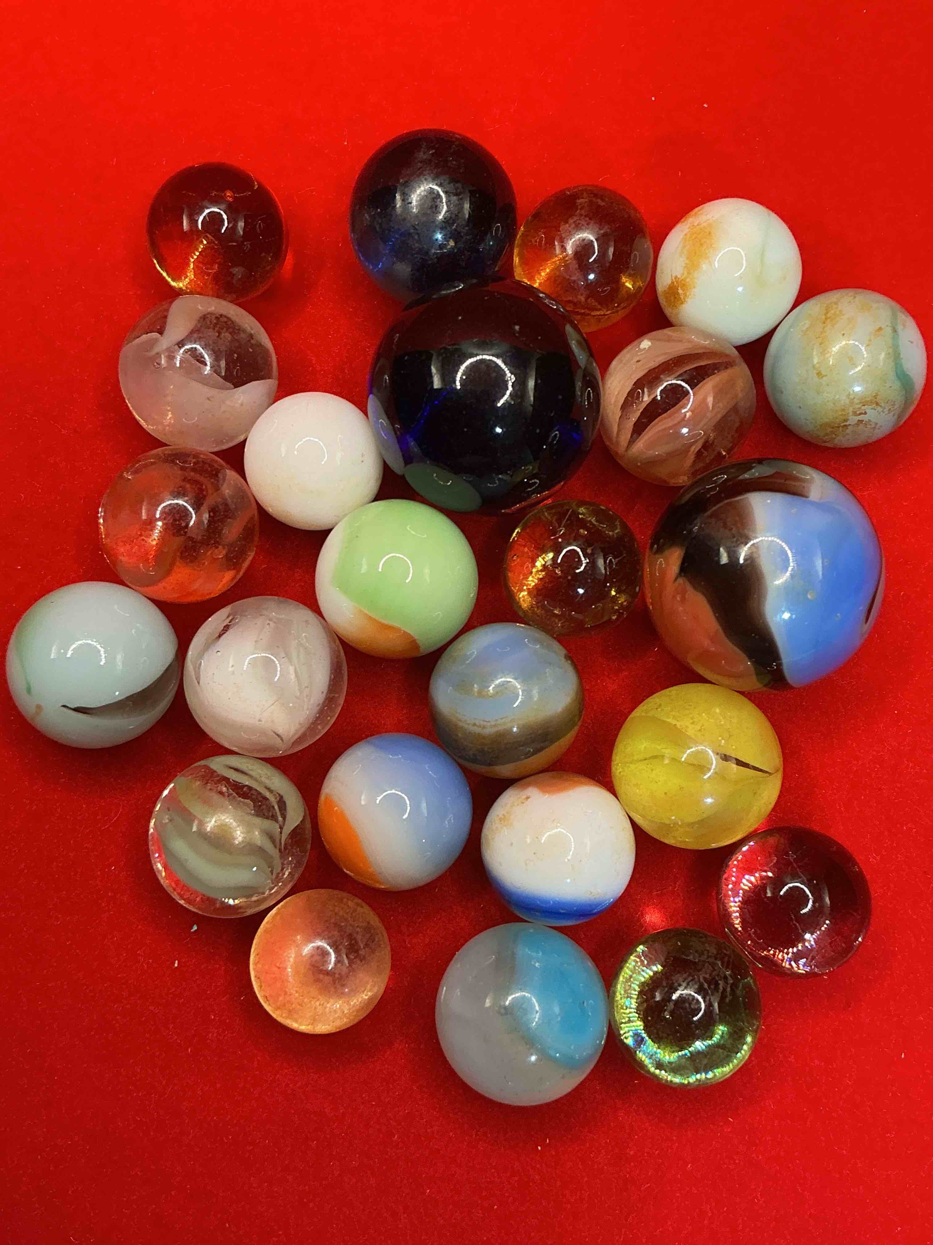 antique glass marbles! genuine stunning marbles lot, some marbles made between the years 1925-1965 & some may be made with uranium! some may are great depression era & even earlier! gorgeous, authentic pieces of history!  
