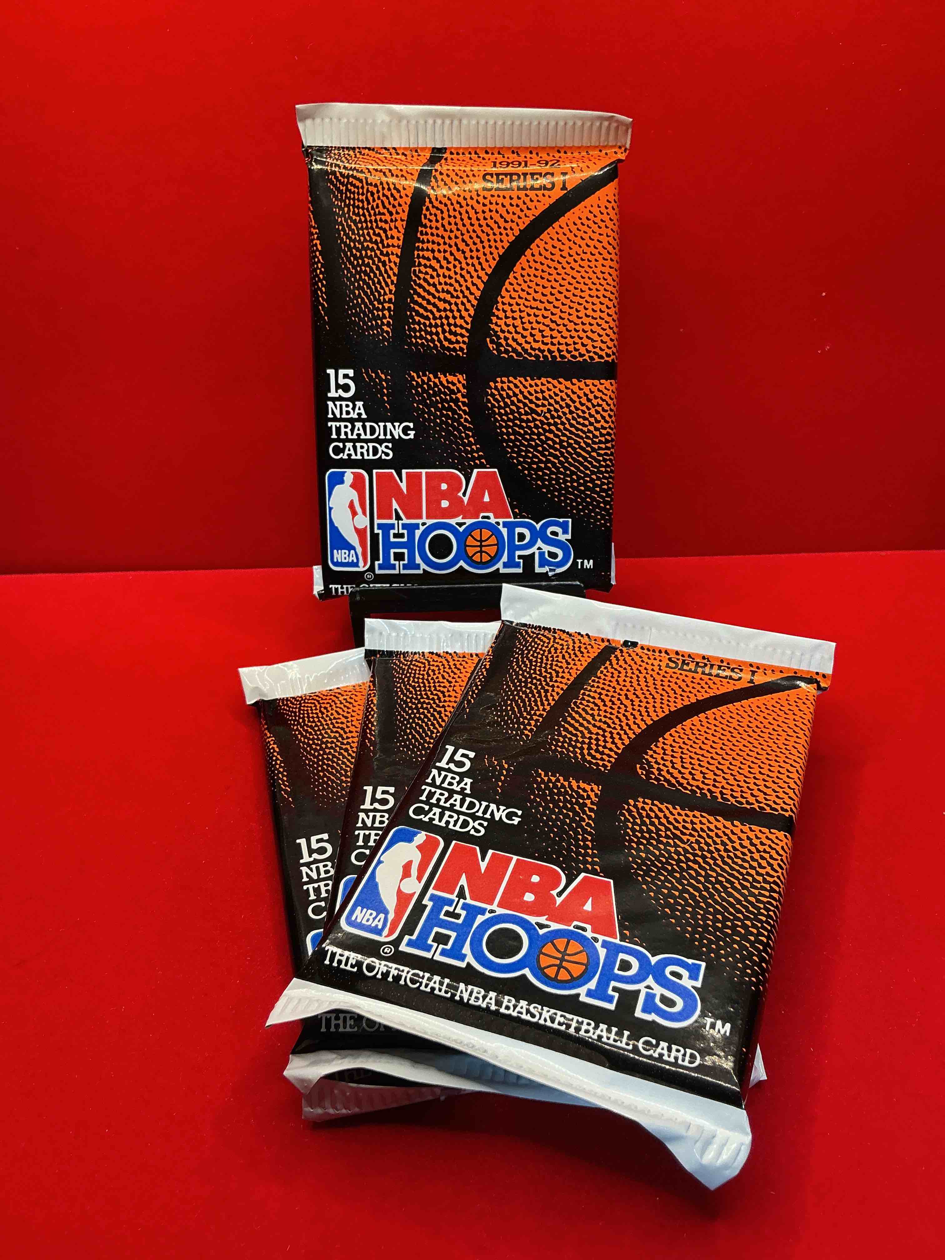 1991-92 nba hoops series i unopened packs direct from original box! these packs have some awesome cards, search for incredible jordan cards! also, the randomly packed team usa cards in random packs!