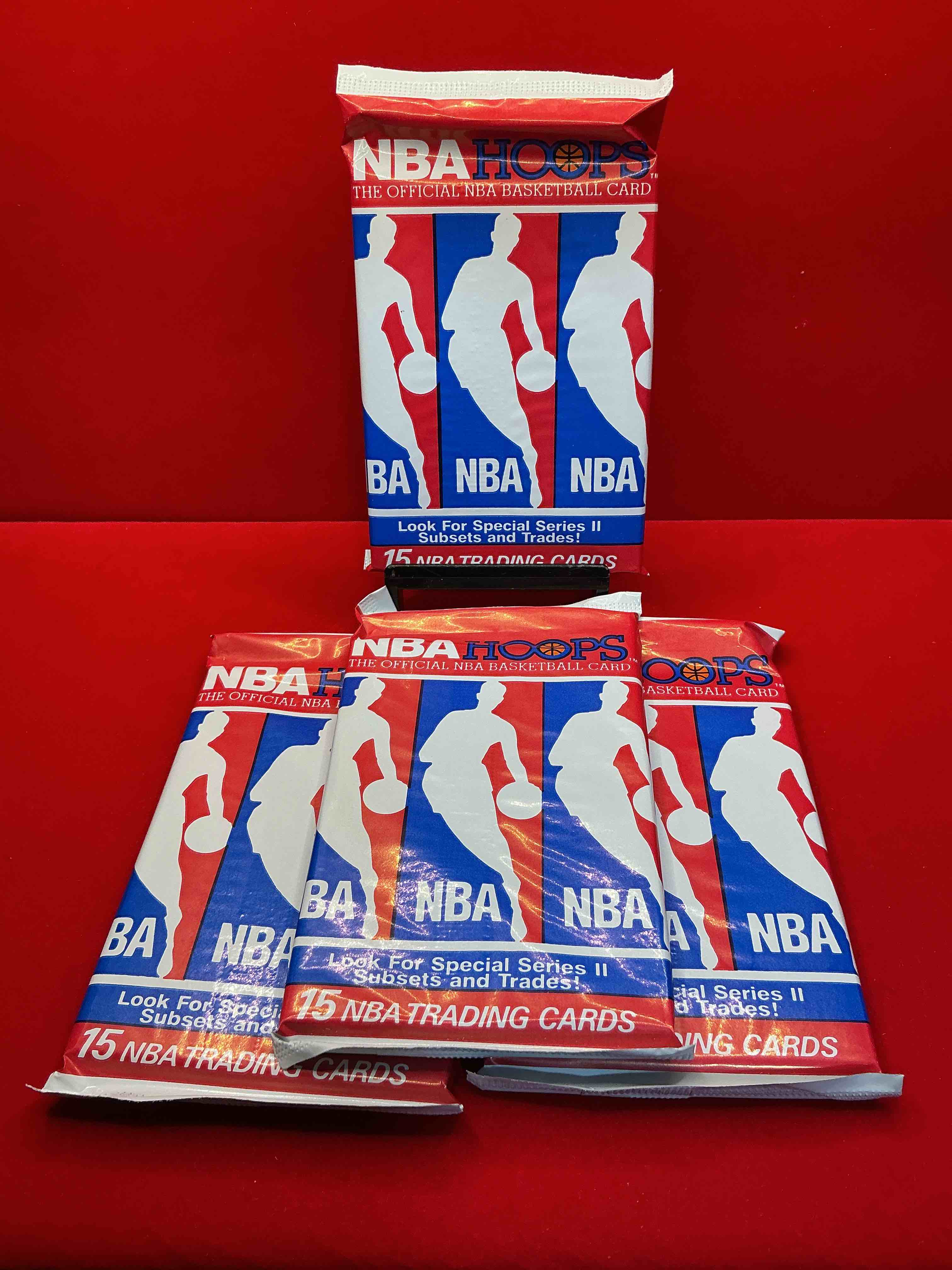 michael jordan!? 1990/91 nba hoops unopened sealed trading collectible sports card pack, direct from original sealed retail case! search for early michael jordan #65 (psa 10 value $550), jordan all star card, & too many other nice cards to list!